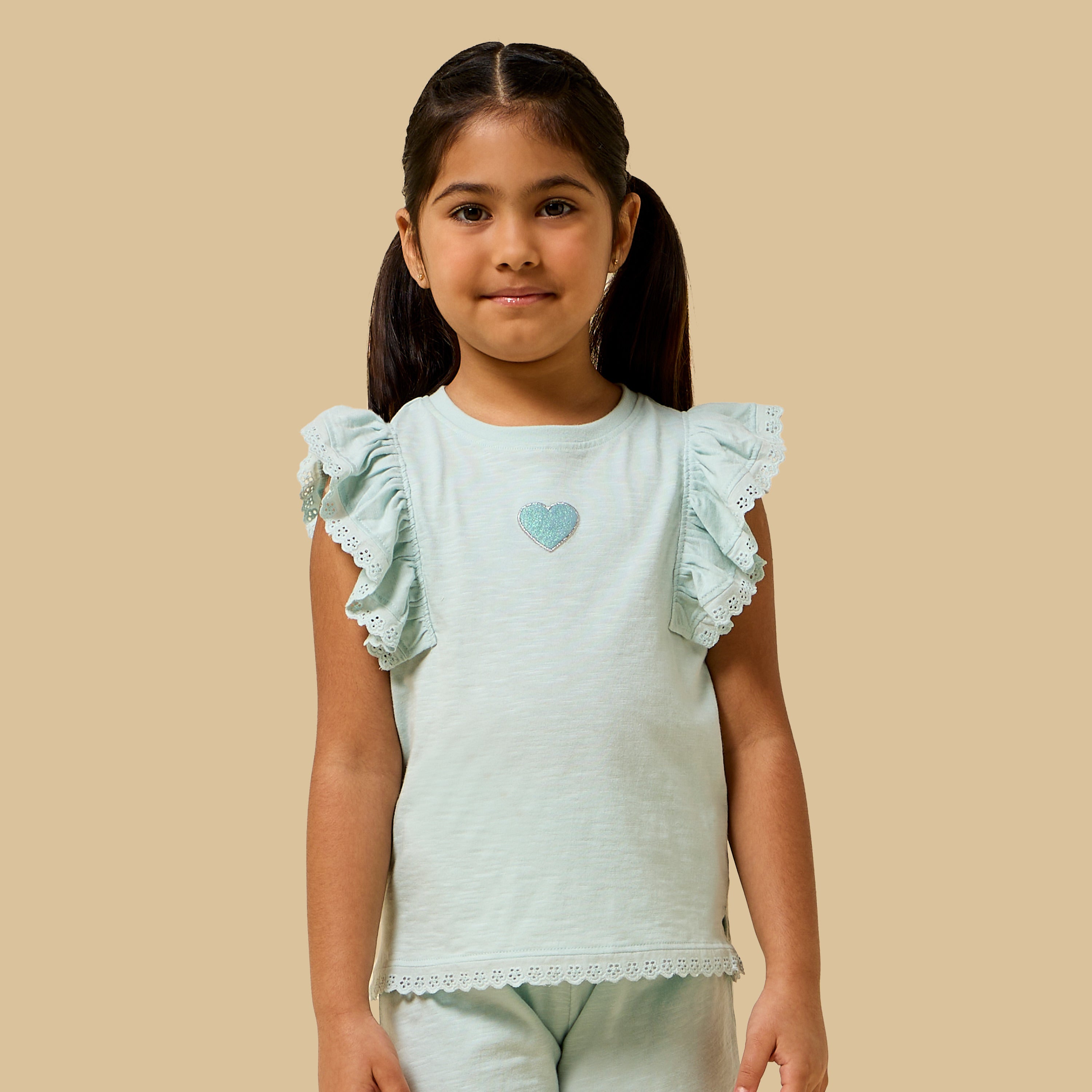 Schiffli Detail Shorts Set