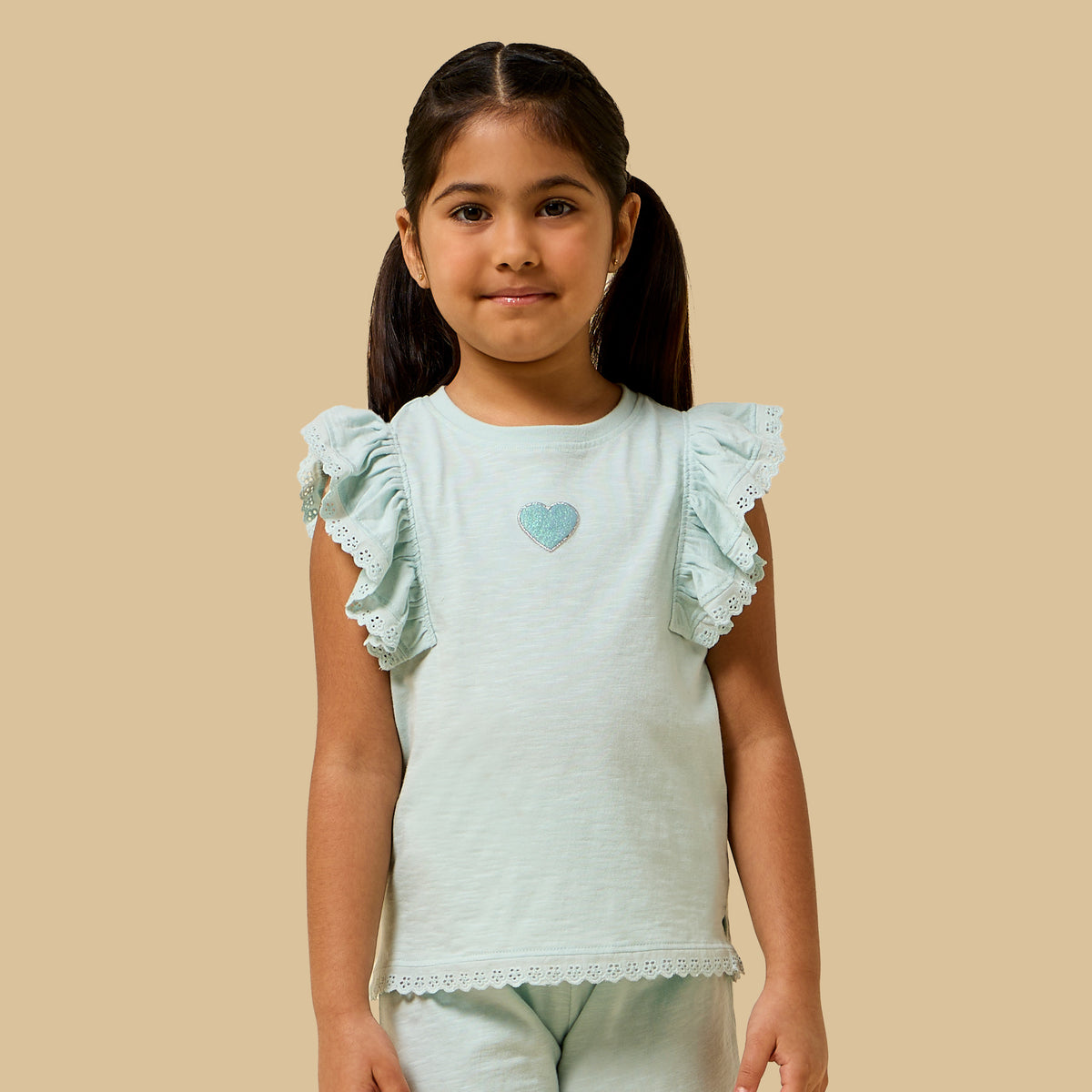 Schiffli Detail Shorts Set
