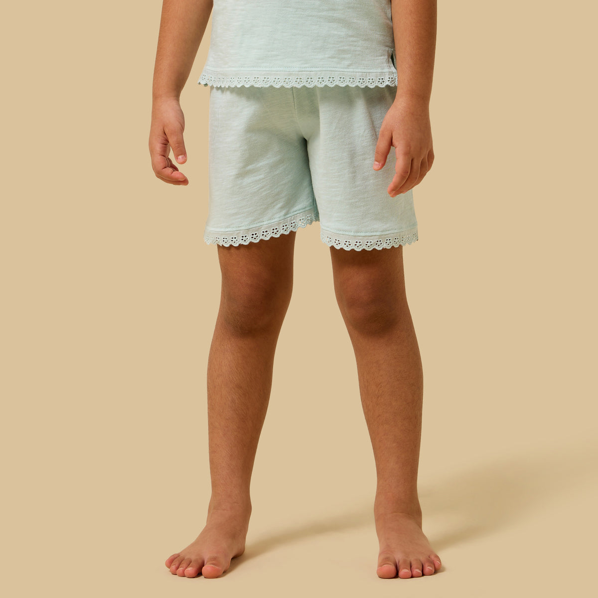 Schiffli Detail Shorts Set