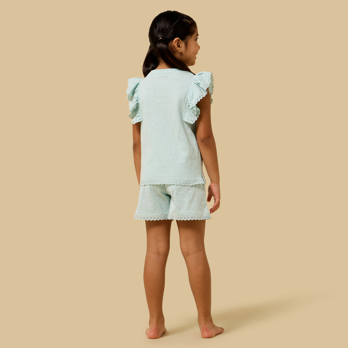 Schiffli Detail Shorts Set
