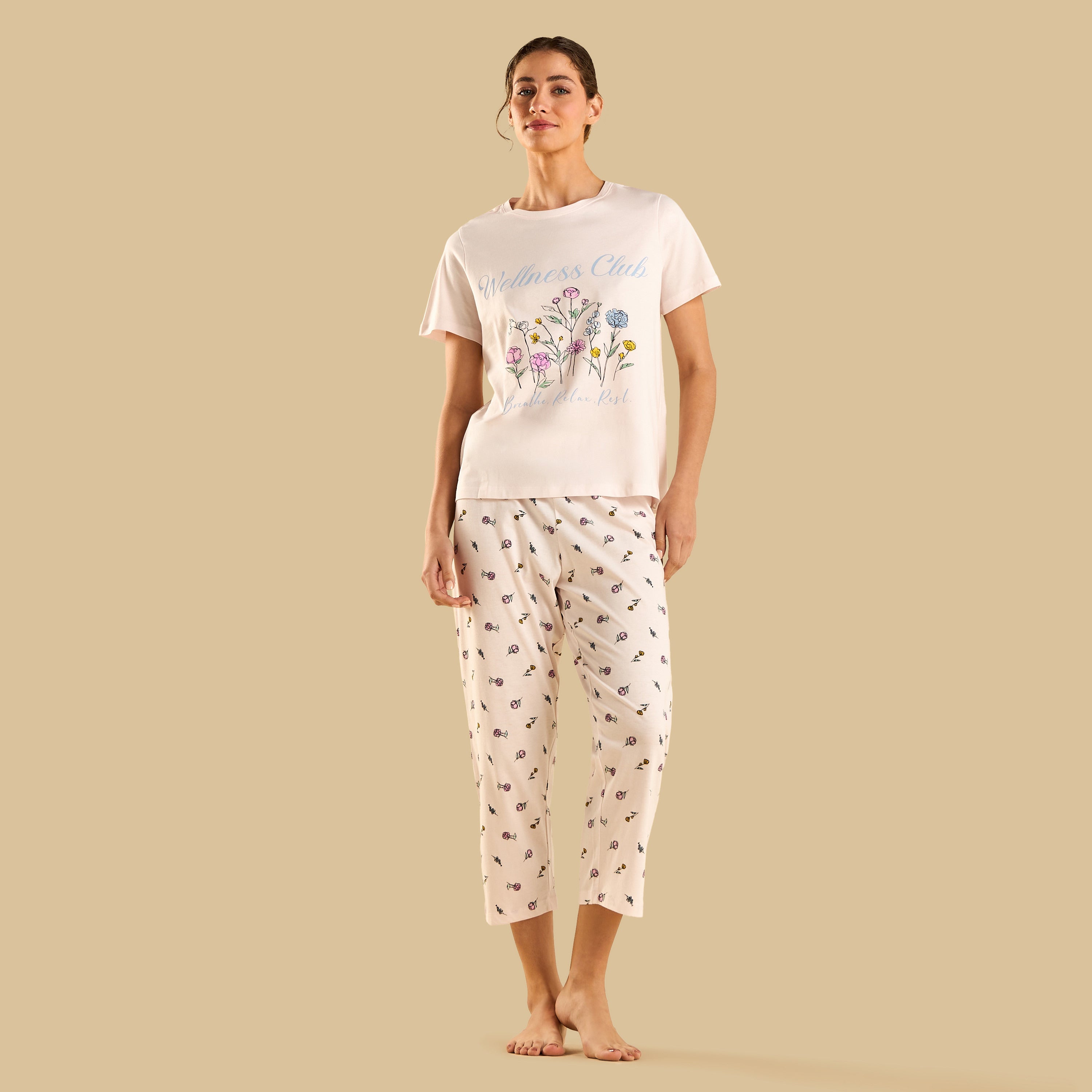 Floral Print Pyjama Set - Pink / XXL