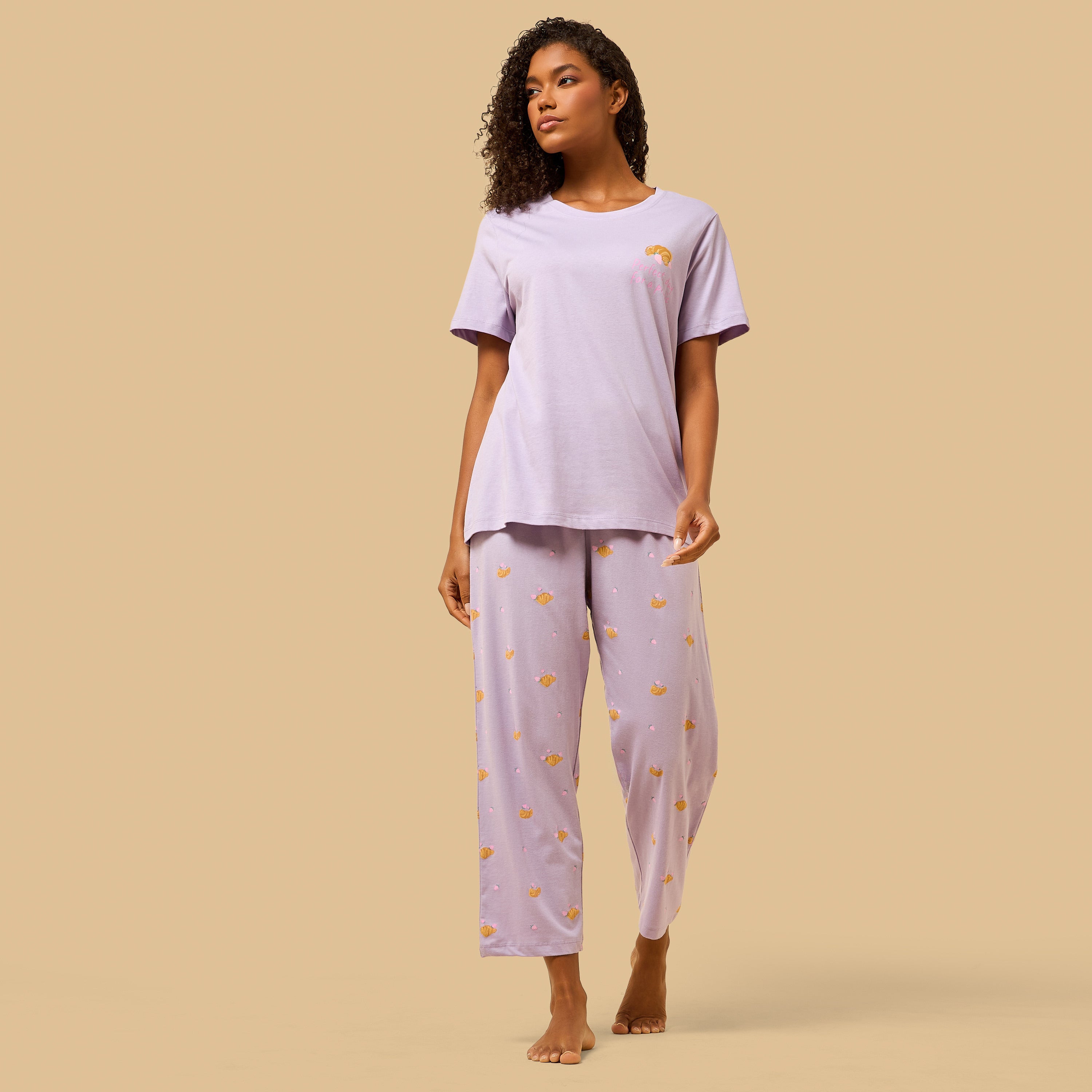 Croissant Print Cotton Pyjama Set