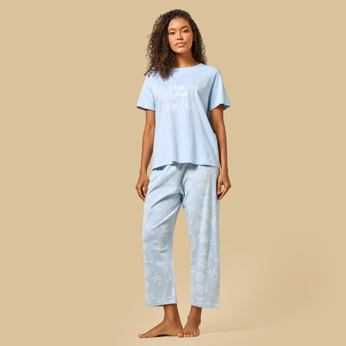 Sea Shell Print Cotton Pyjama Set