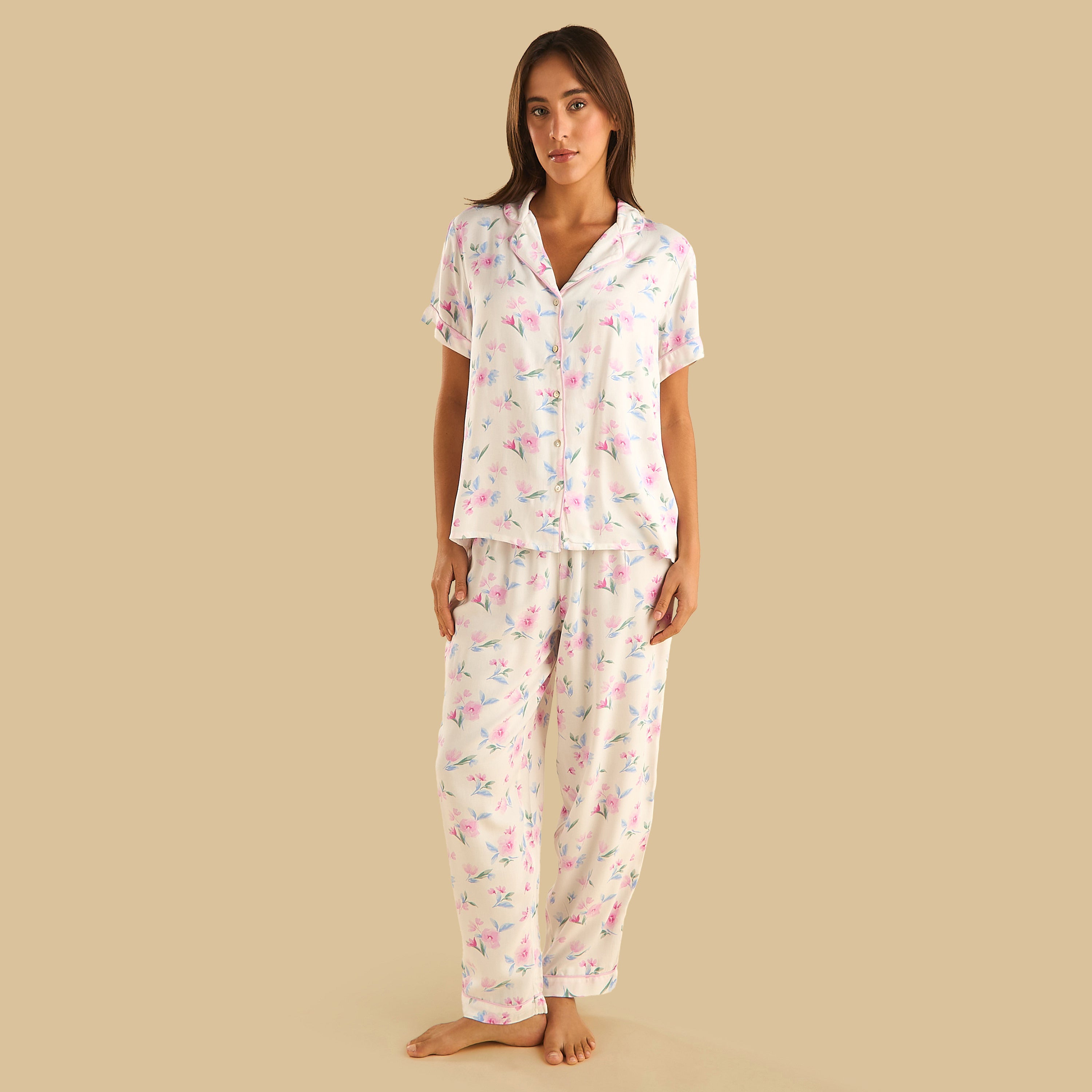 Floral Print Viscose Pyjama Set