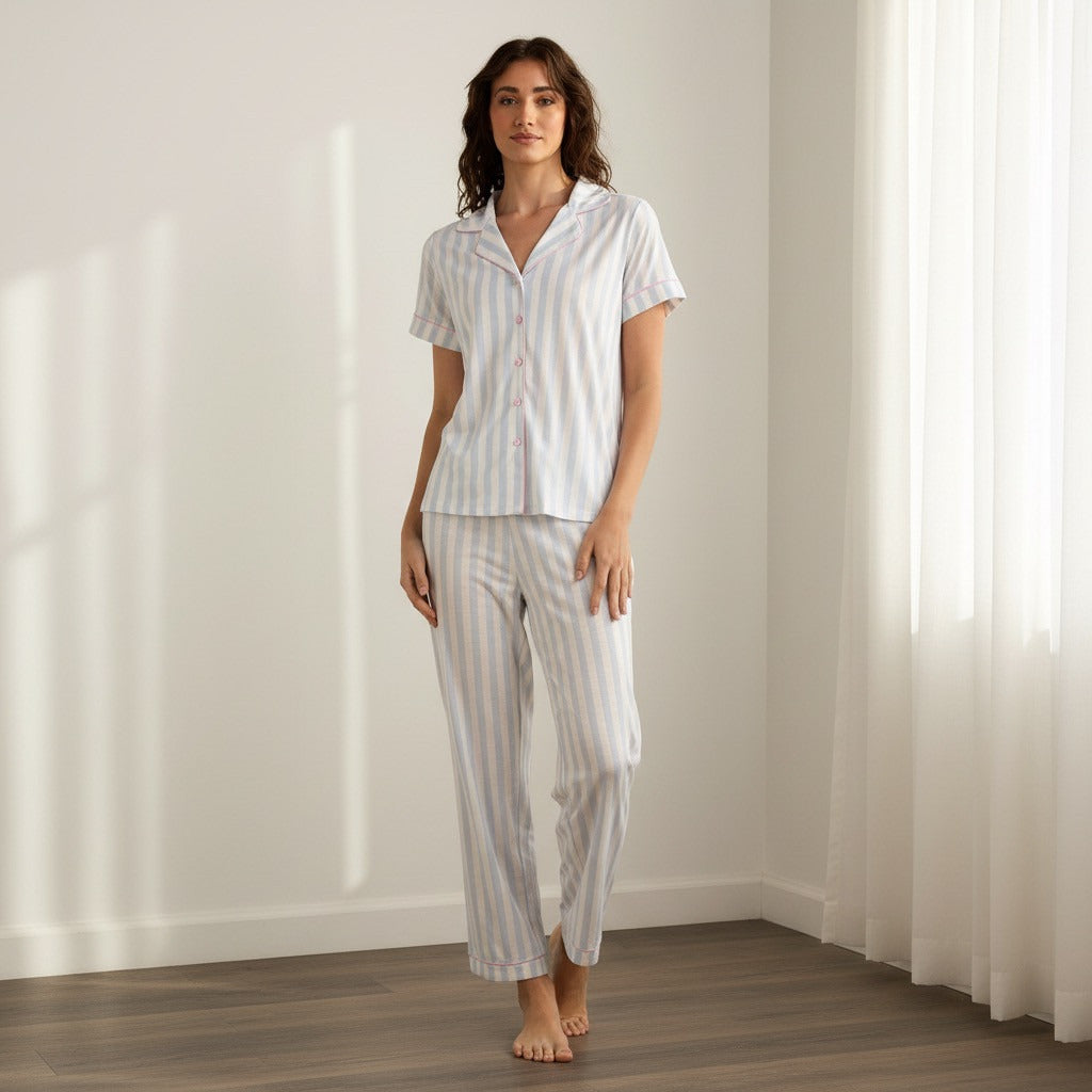 Striped Pyjama Set - Blue / XXL