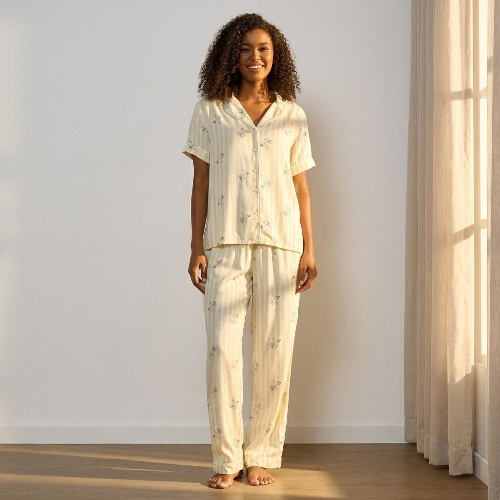 Striped Pyjama Set - Yellow / XXL