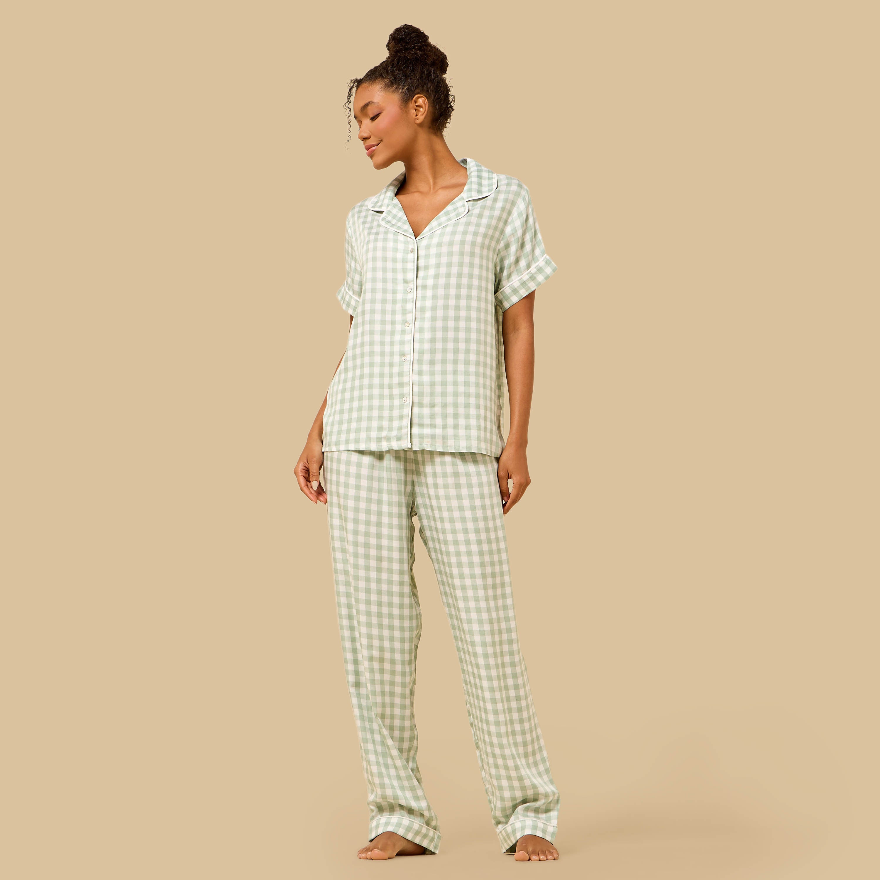 Checked Viscose Pyjama Set