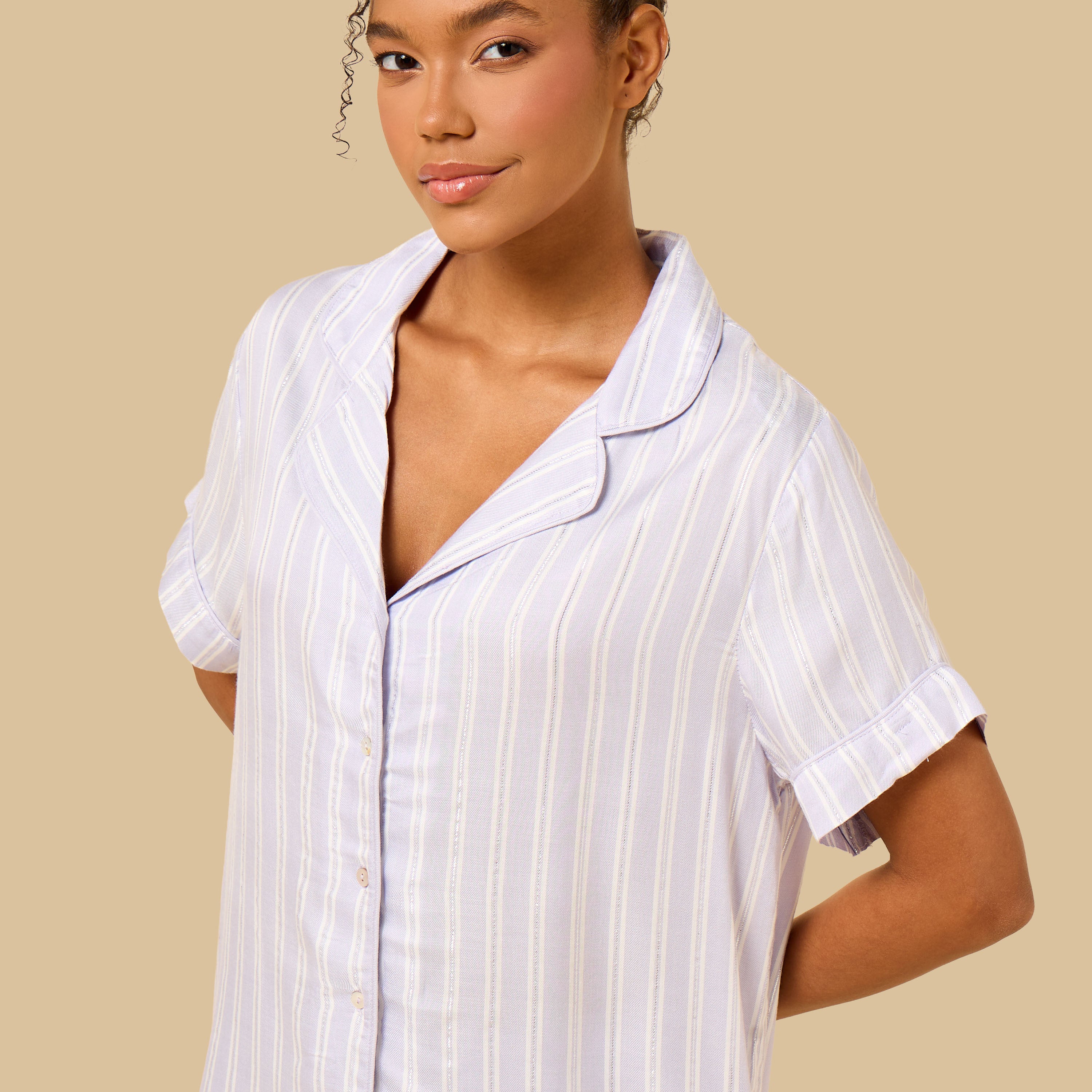 Lurex Striped Viscose Pyjama Set