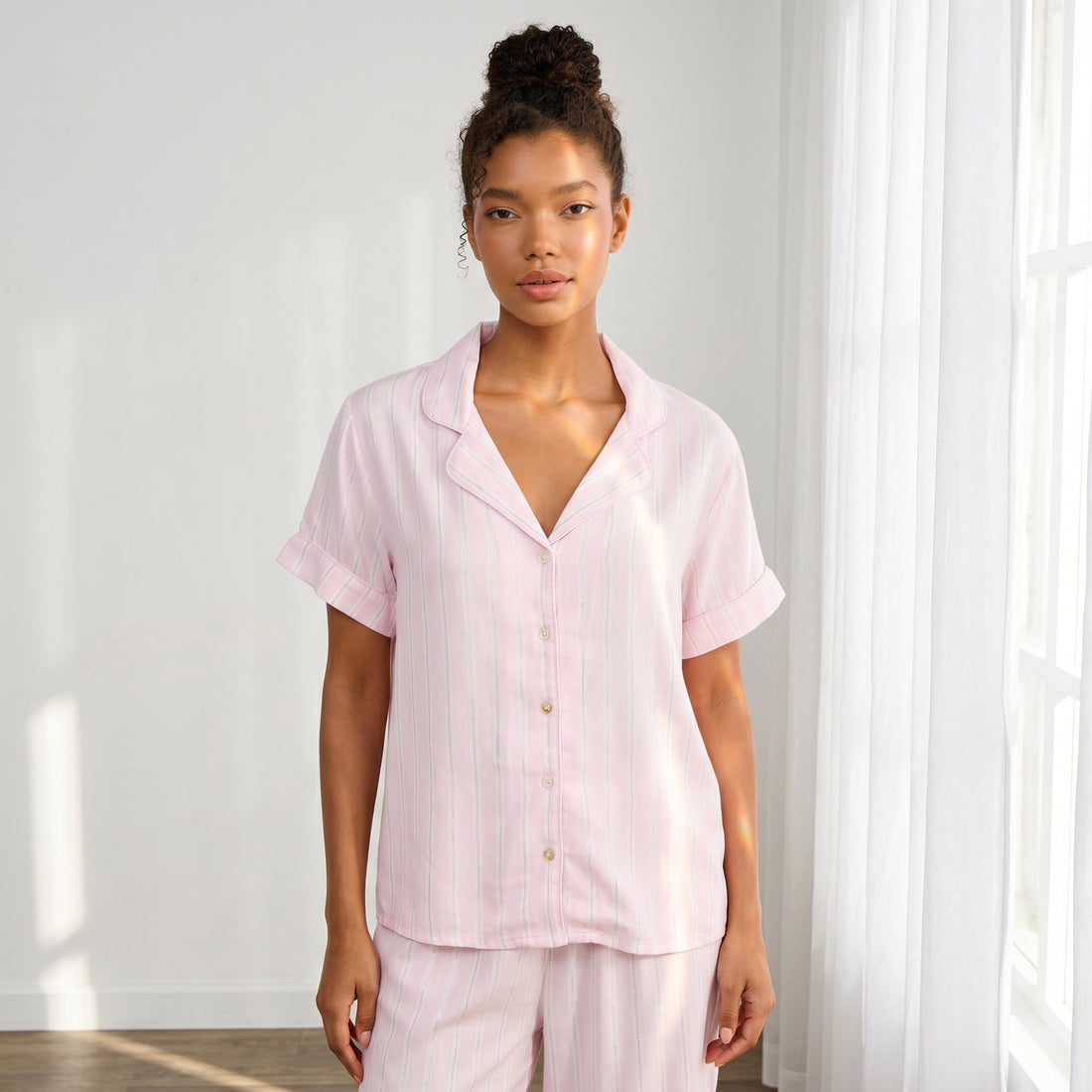 Lurex Striped Viscose Pyjama Set