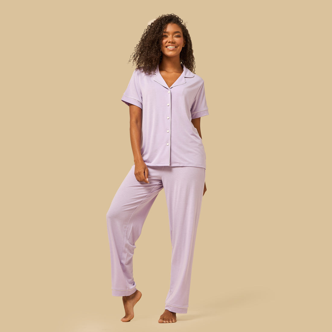 Plain Pyjama Set - Purple / XXL