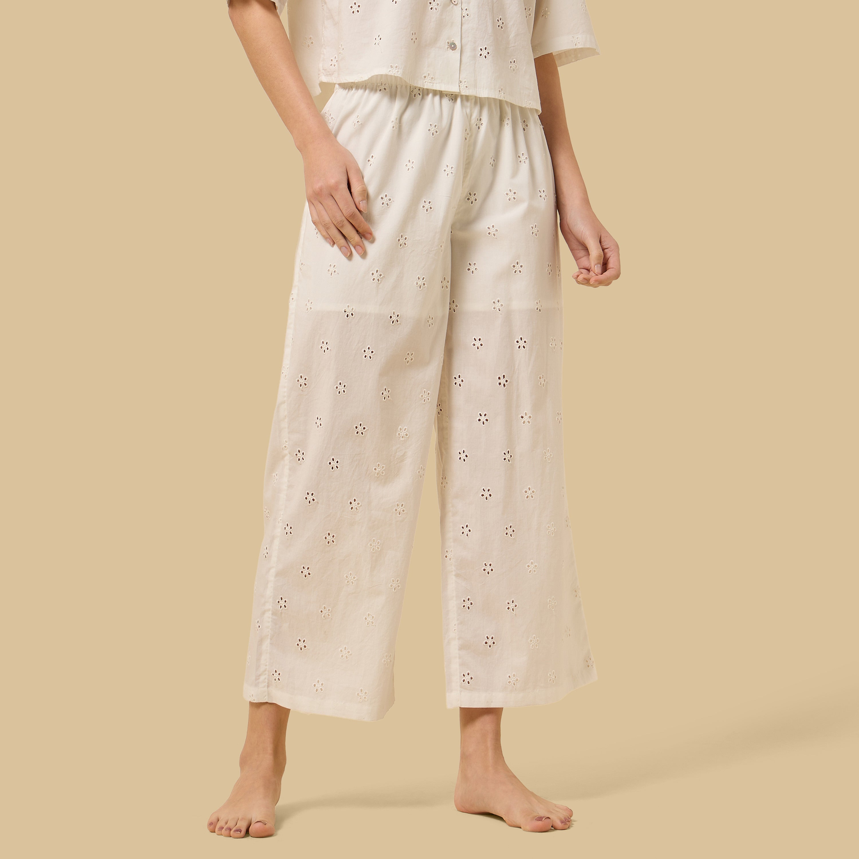 Floral Embroidered Cotton Pyjama Set