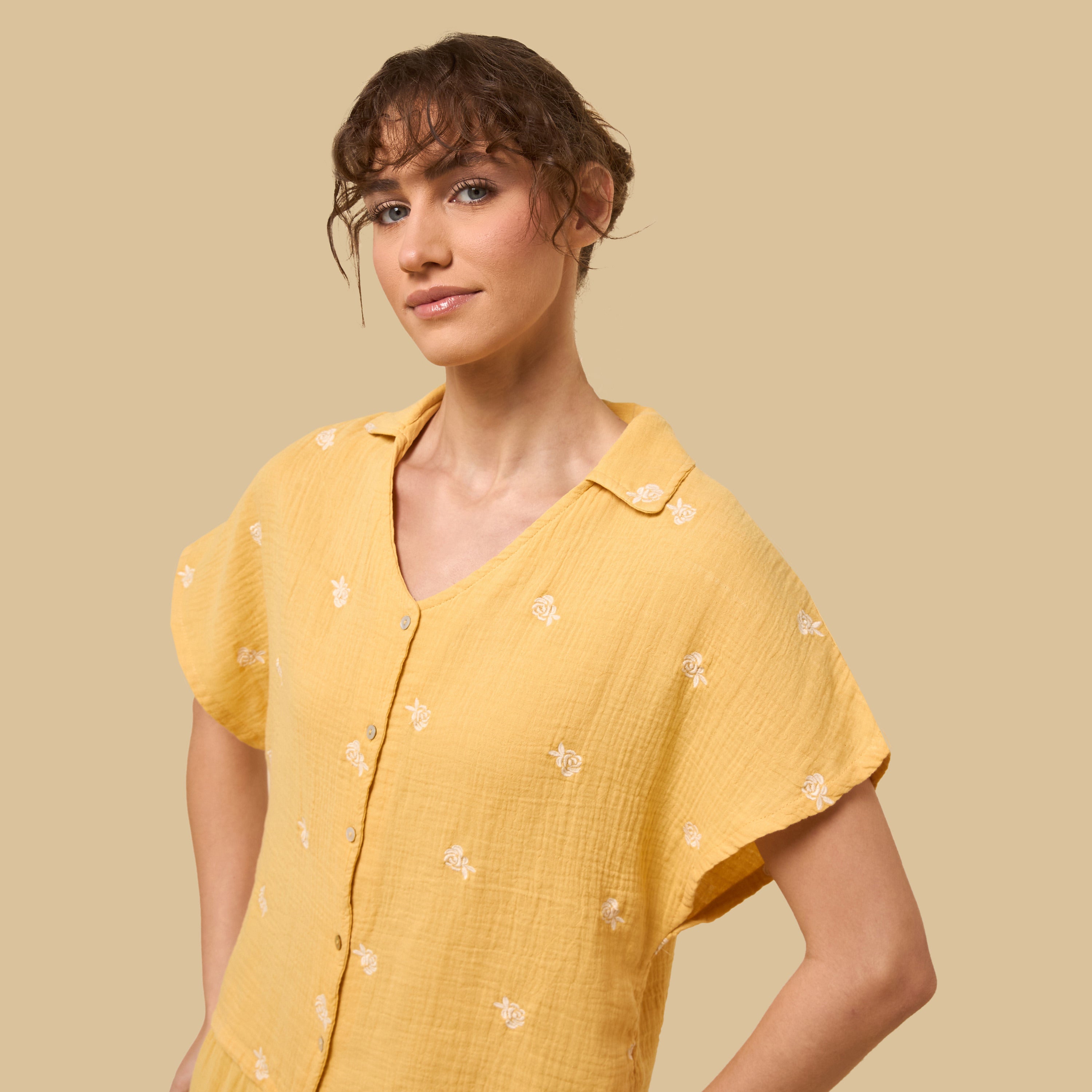 Floral Embroidered Cotton Pyjama Set