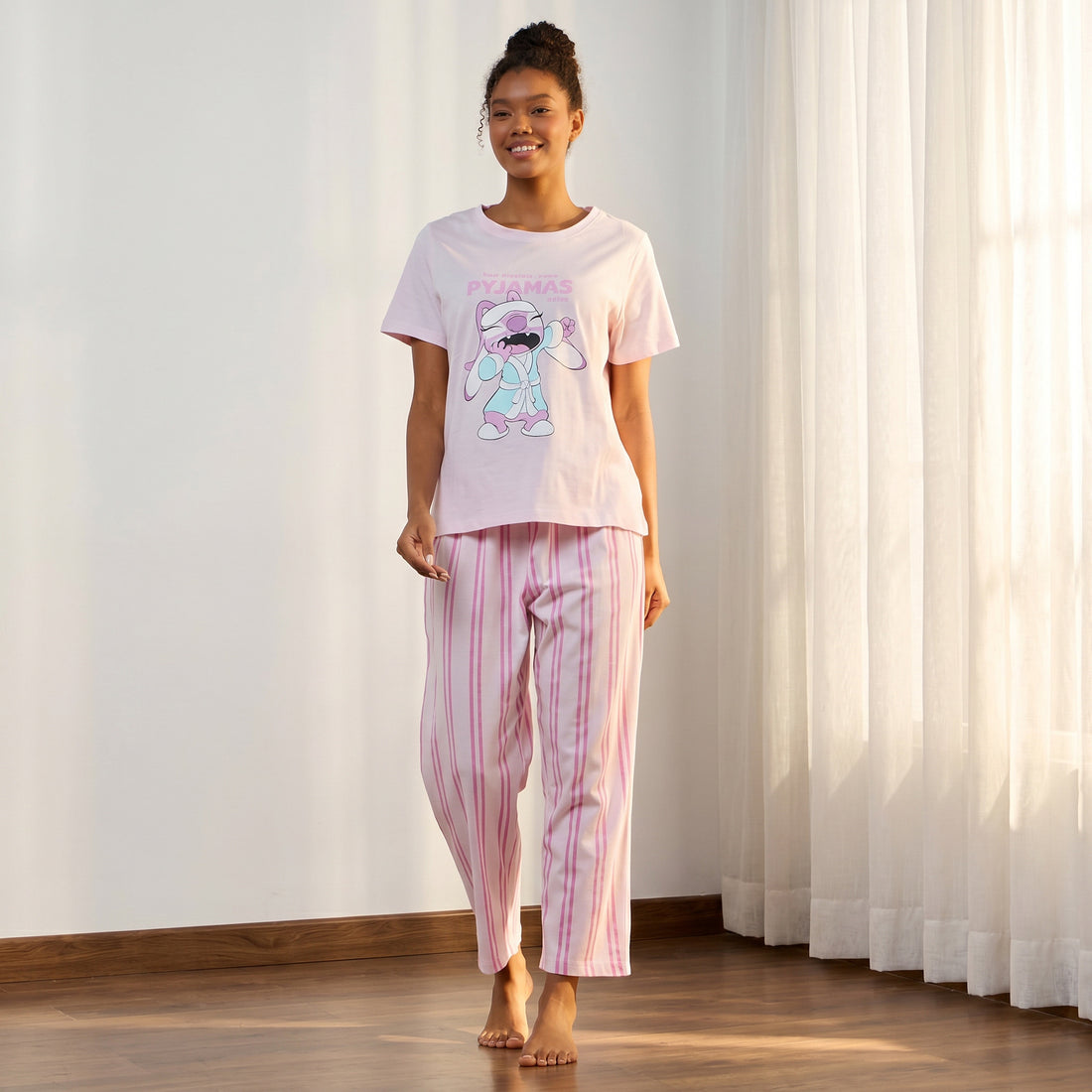 Angel Print Pyjama Set - Pink / XXL