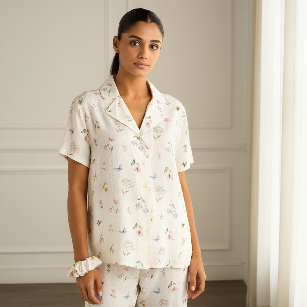 Floral Print Viscose Pyjama Set