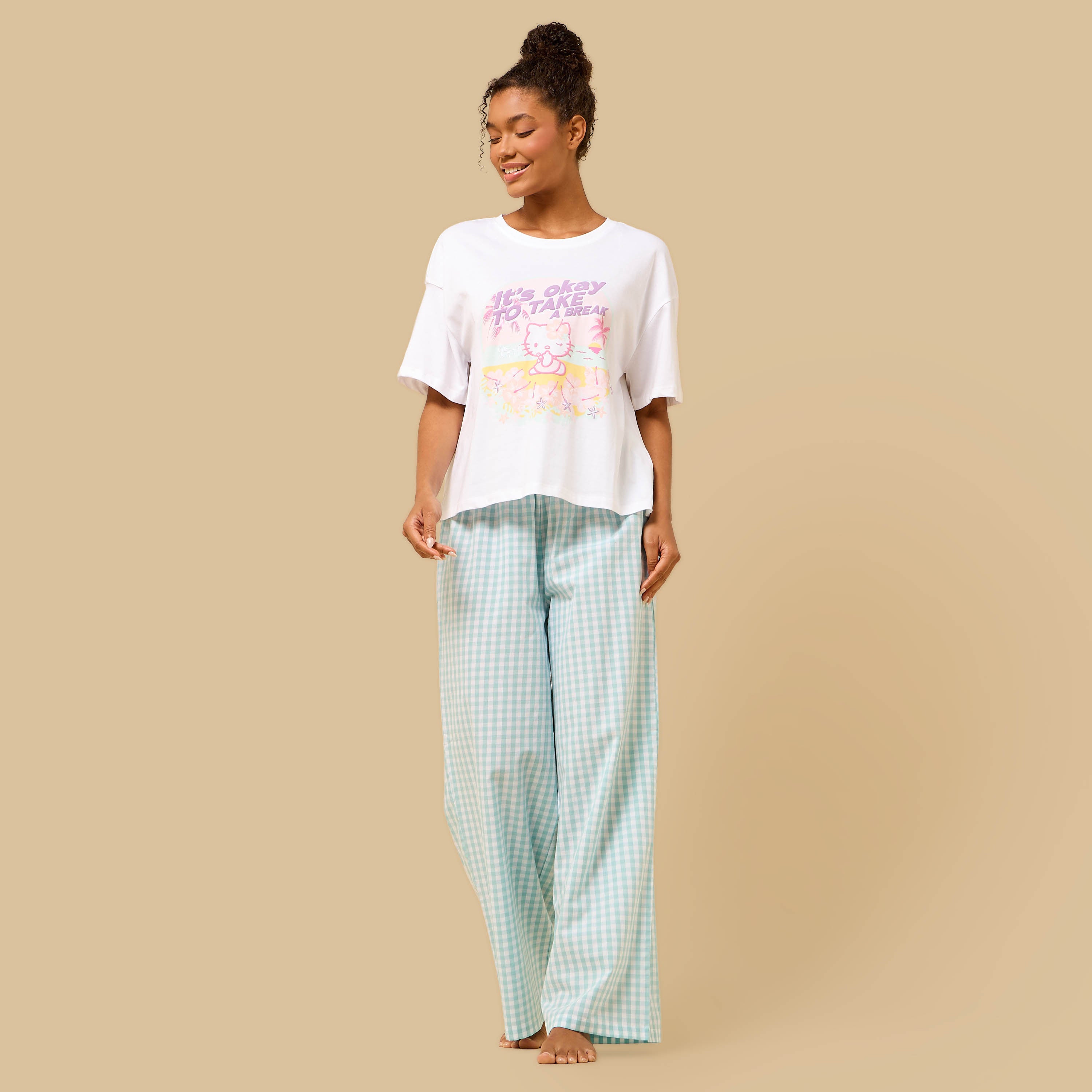 Hello Kitty Print Cotton Pyjama Set