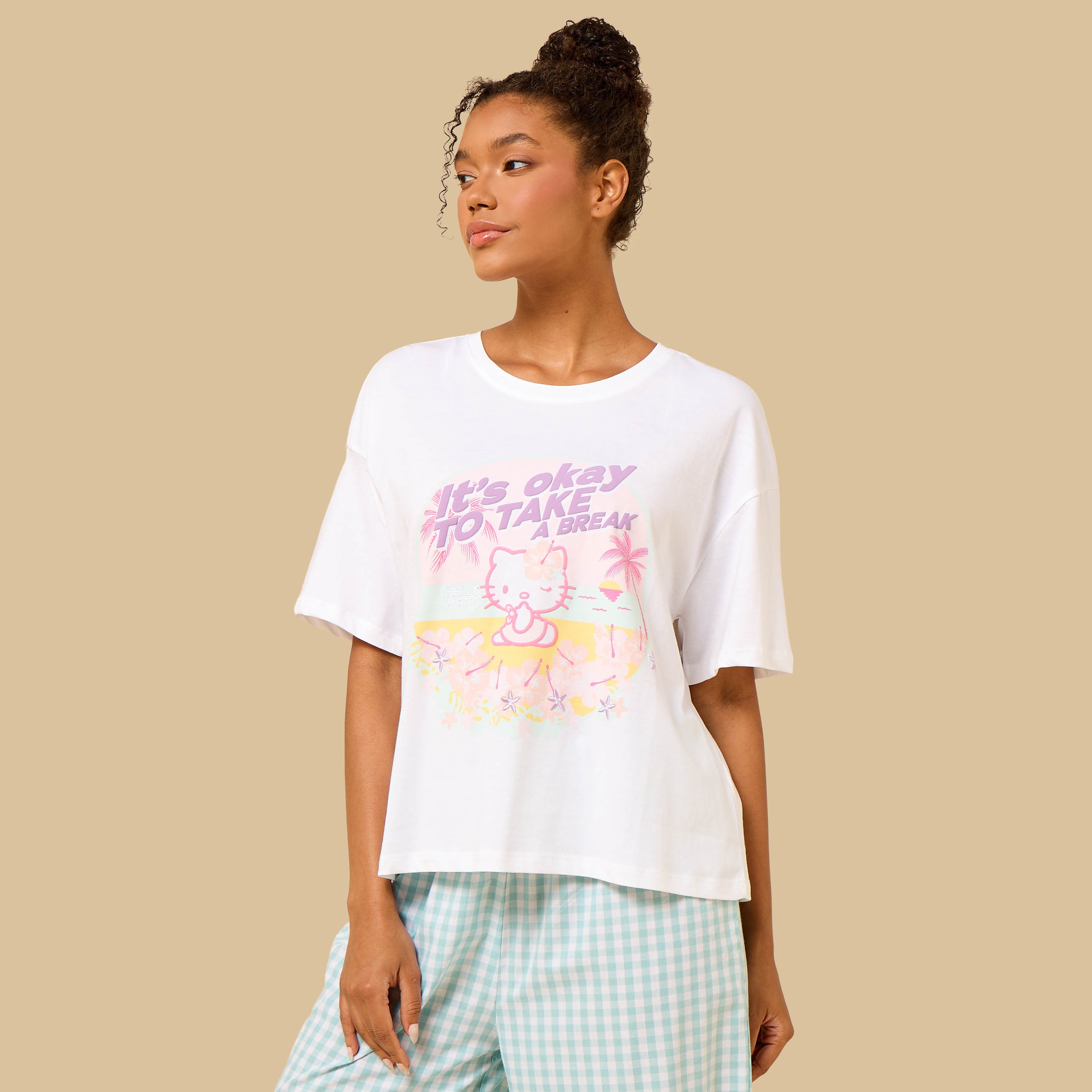 Hello Kitty Print Cotton Pyjama Set