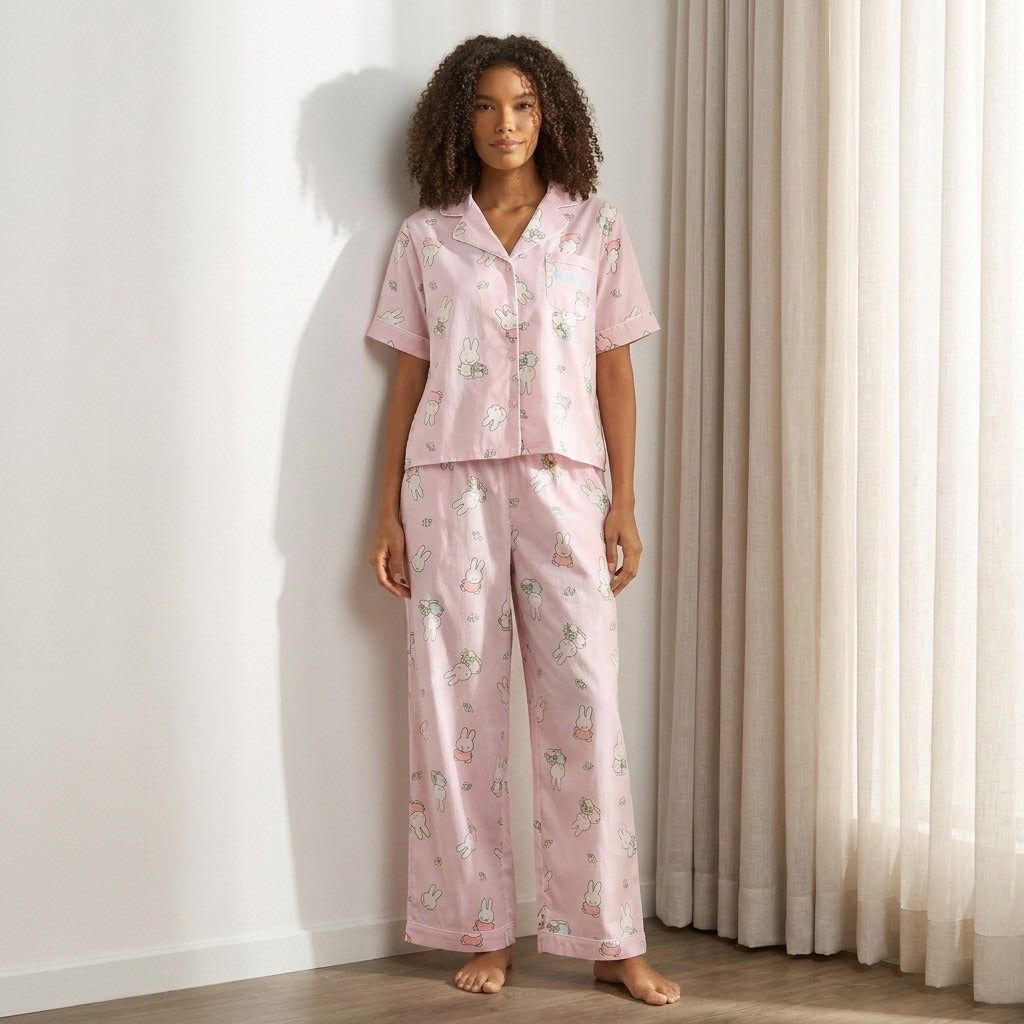 Miffy Print Cotton Pyjama Set - Pink / XXL