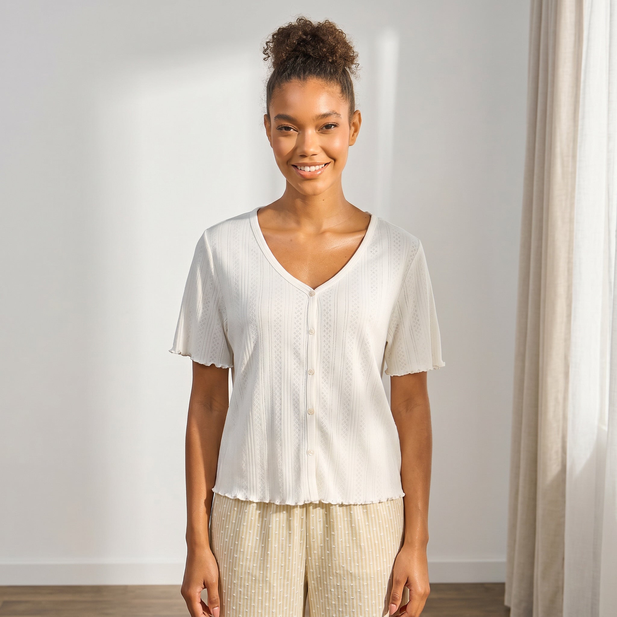 Textured Pointelle Dobby Pyjama Set