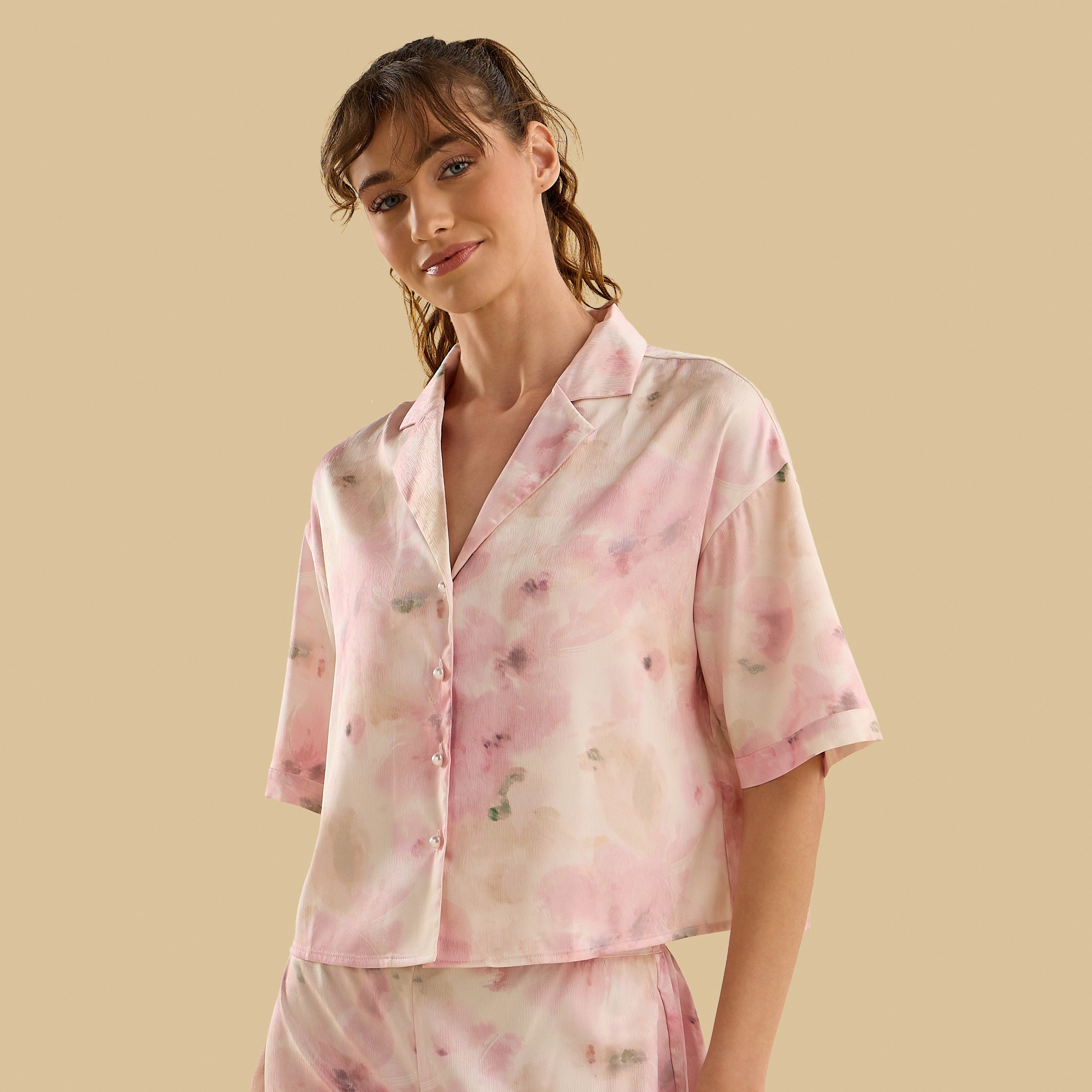 Floral Print Satin Pyjama Set