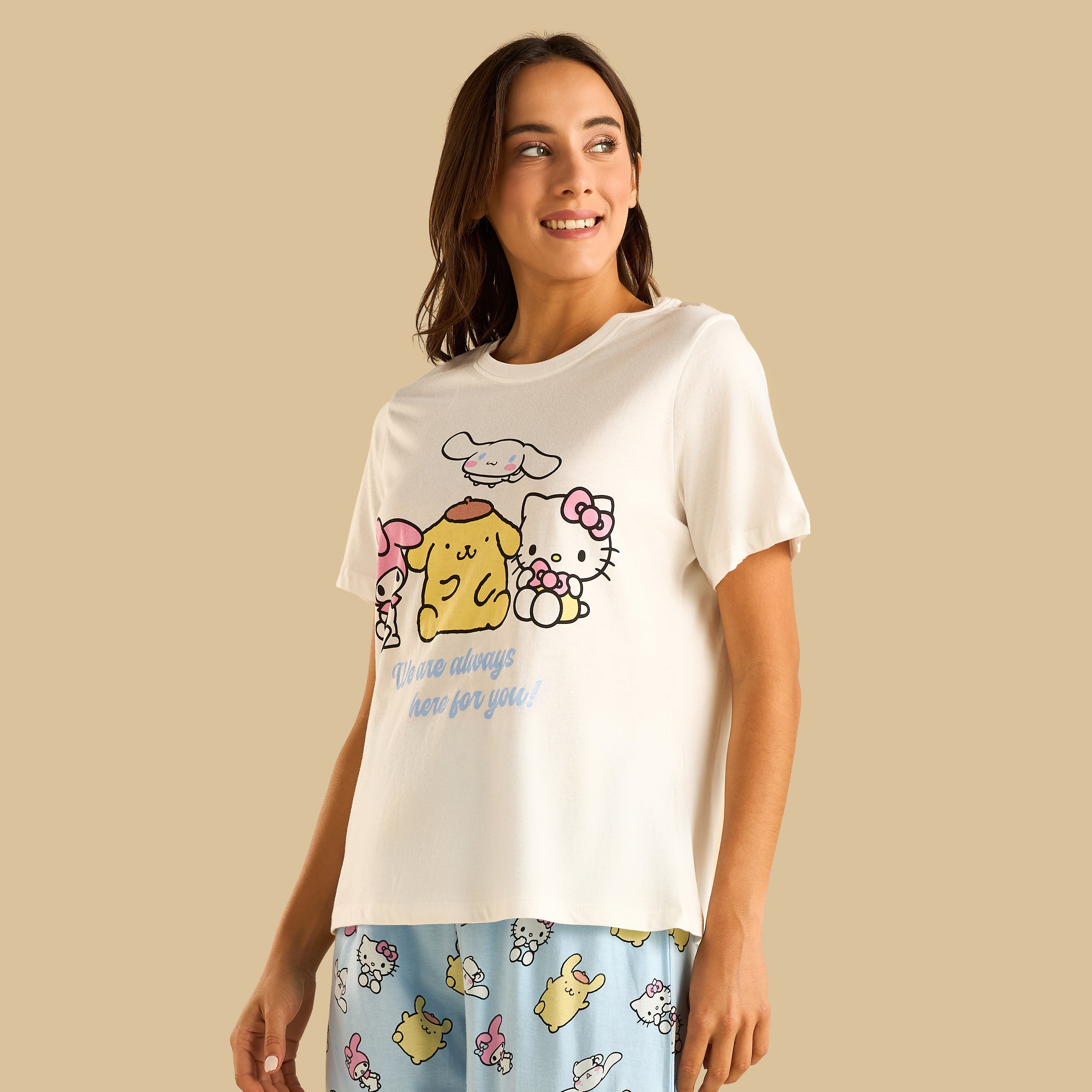 Hello Kitty and Friends Print Cotton Pyjama Set
