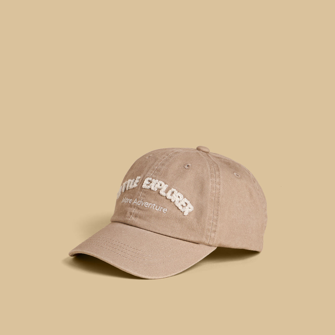 Slogan Embroidered Cap with Hook and Loop Closure - Beige / 12-16