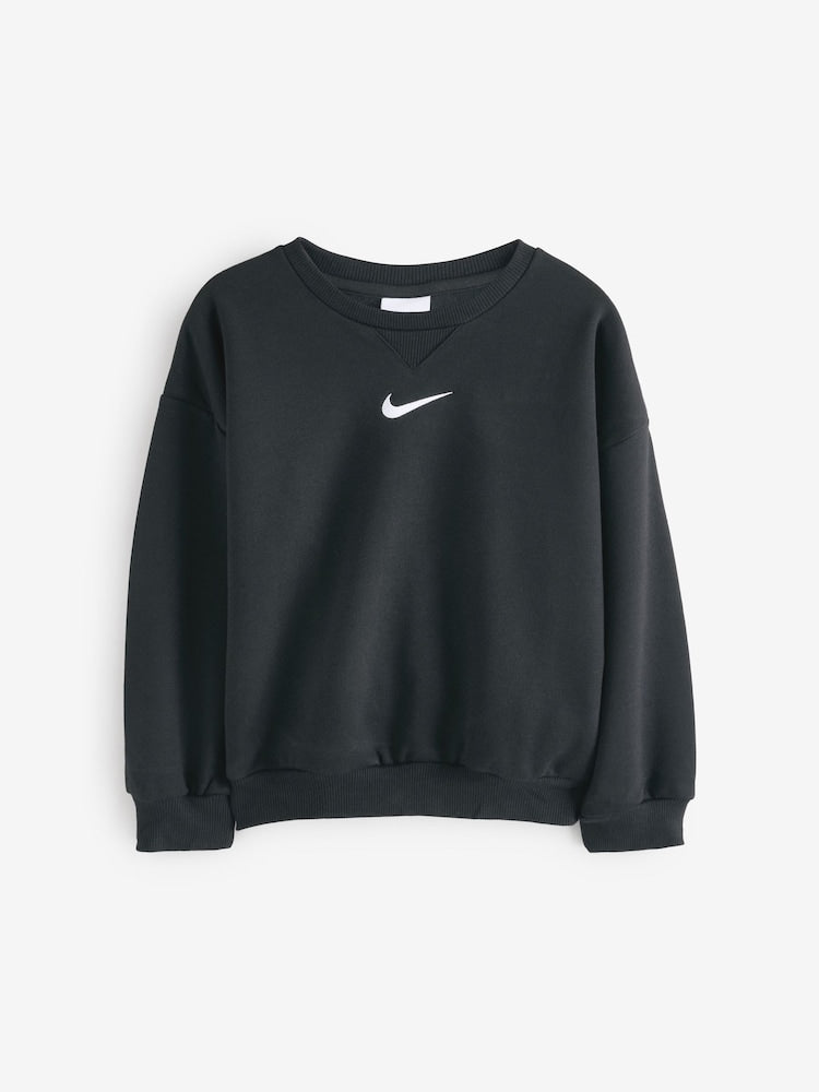 Nike Black Little Kids Essential Marl Crew Tracksuit Set