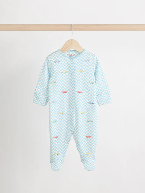 Blue/Green Cath Kidston Cars Baby 100% Cotton Sleepsuits 3 Pack