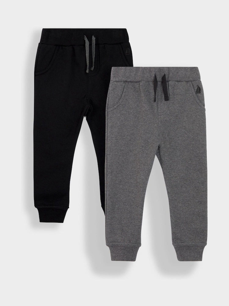 JoJo Maman Bébé Black & Grey Marl 2-Pack Joggers - Size 6-12 Months (68-80cm)