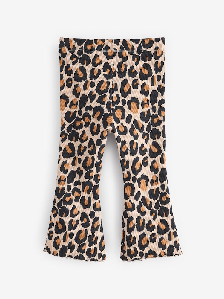 Animal Leopard Print Rib Flare Leggings (3mths-7yrs)