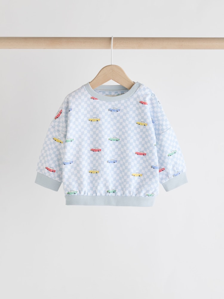 Cath Kidston Blue Checkerboard Transport Baby Sweatshirt and Joggers Set