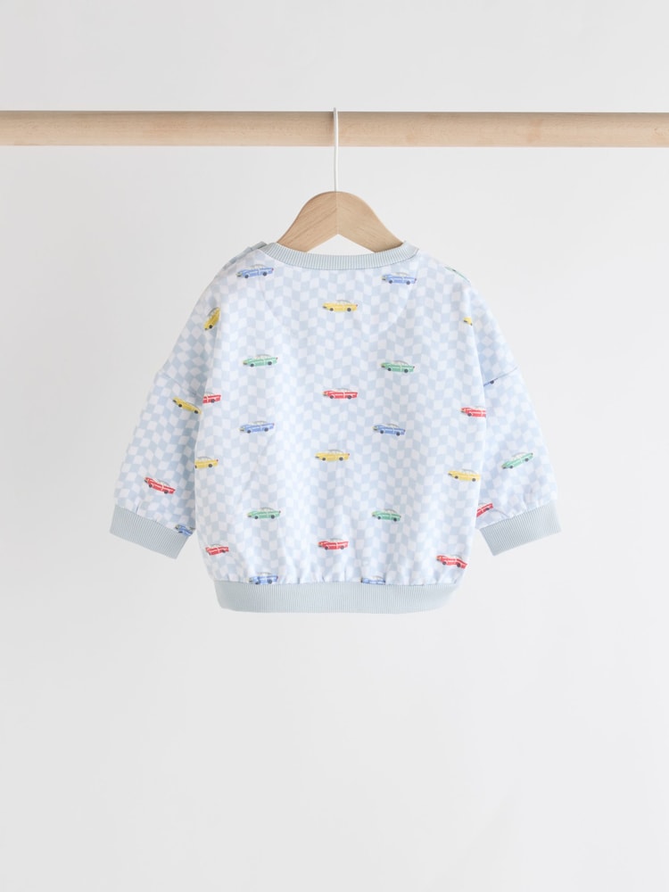 Cath Kidston Blue Checkerboard Transport Baby Sweatshirt and Joggers Set