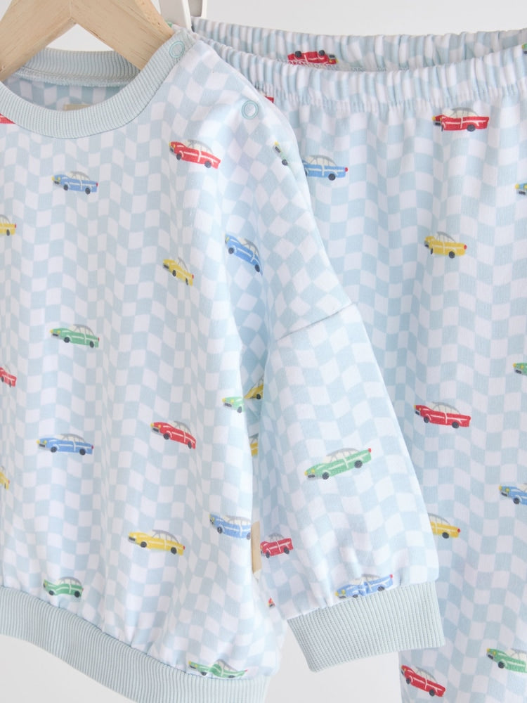 Cath Kidston Blue Checkerboard Transport Baby Sweatshirt and Joggers Set