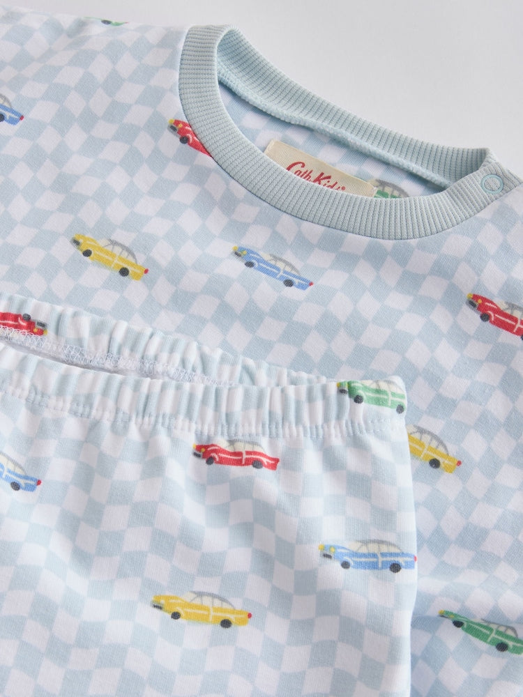 Cath Kidston Blue Checkerboard Transport Baby Sweatshirt and Joggers Set