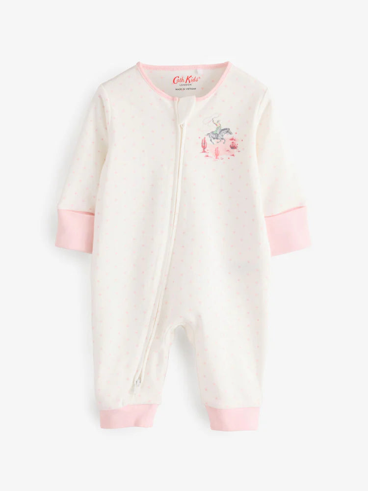 Pink/White Cath Kidston Floral Baby 100% Cotton Sleepsuits 3 Pack