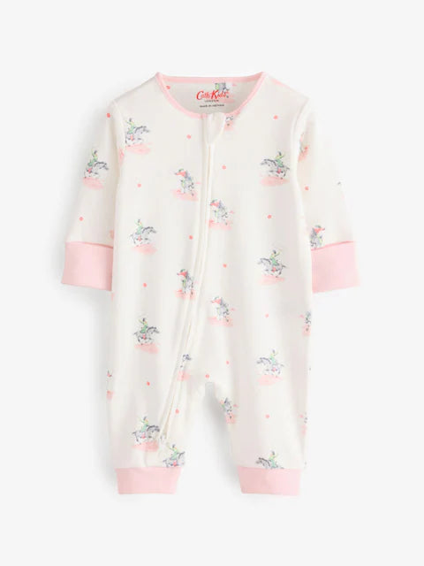 Pink/White Cath Kidston Floral Baby 100% Cotton Sleepsuits 3 Pack