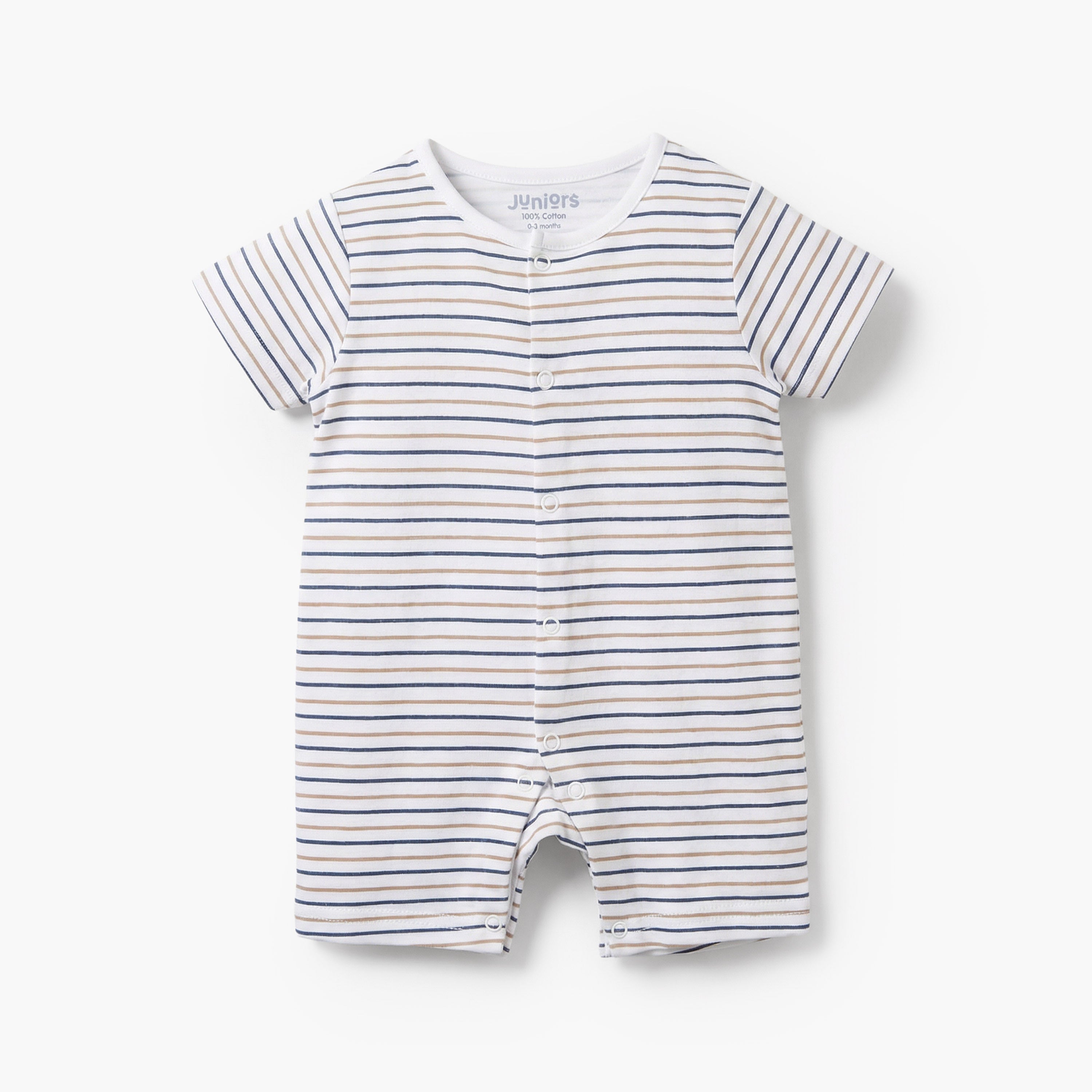 Pack of 3 Juniors Round Neck Short Sleeves Romper with Bear Print