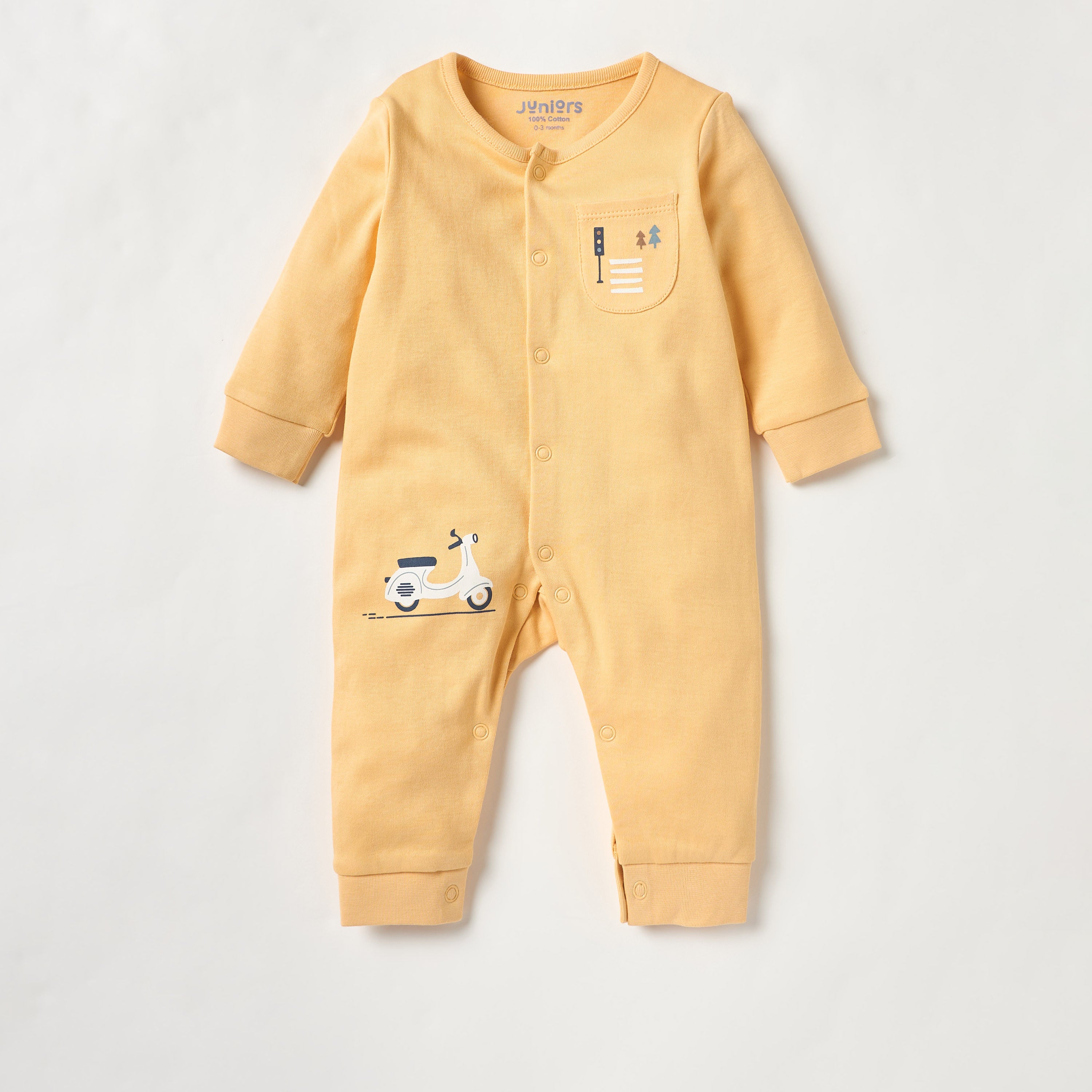 Juniors Scooter Print Sleepsuit and Romper with Button Closure