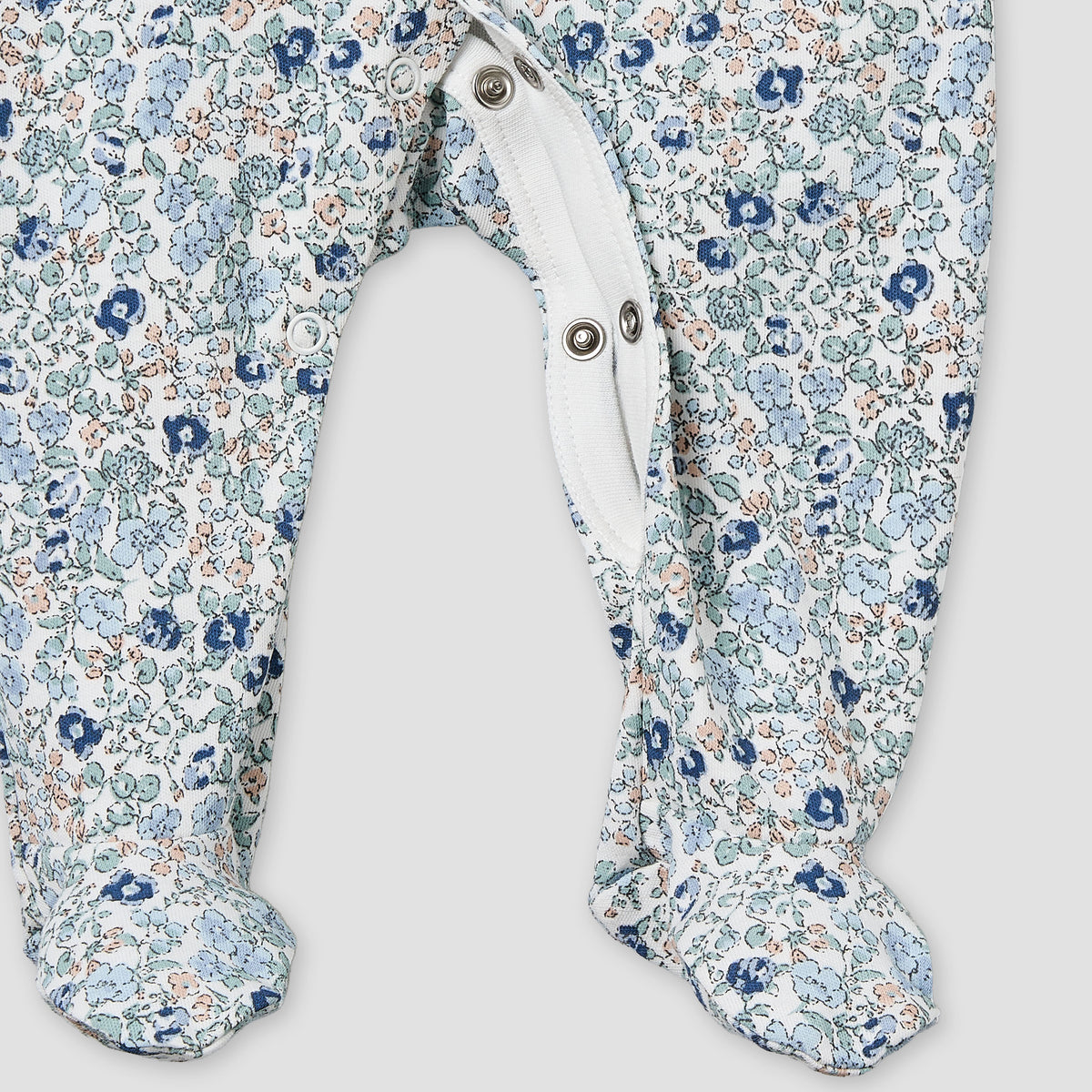 Pack of 2 Juniors Cotton Round Neck Long Sleeve Sleepsuit with Floral Print