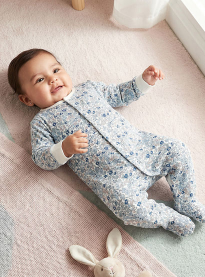 Pack of 2 Juniors Cotton Round Neck Long Sleeve Sleepsuit with Floral Print-baby-girls-clothing-nightwear-sleepsuits-image-2