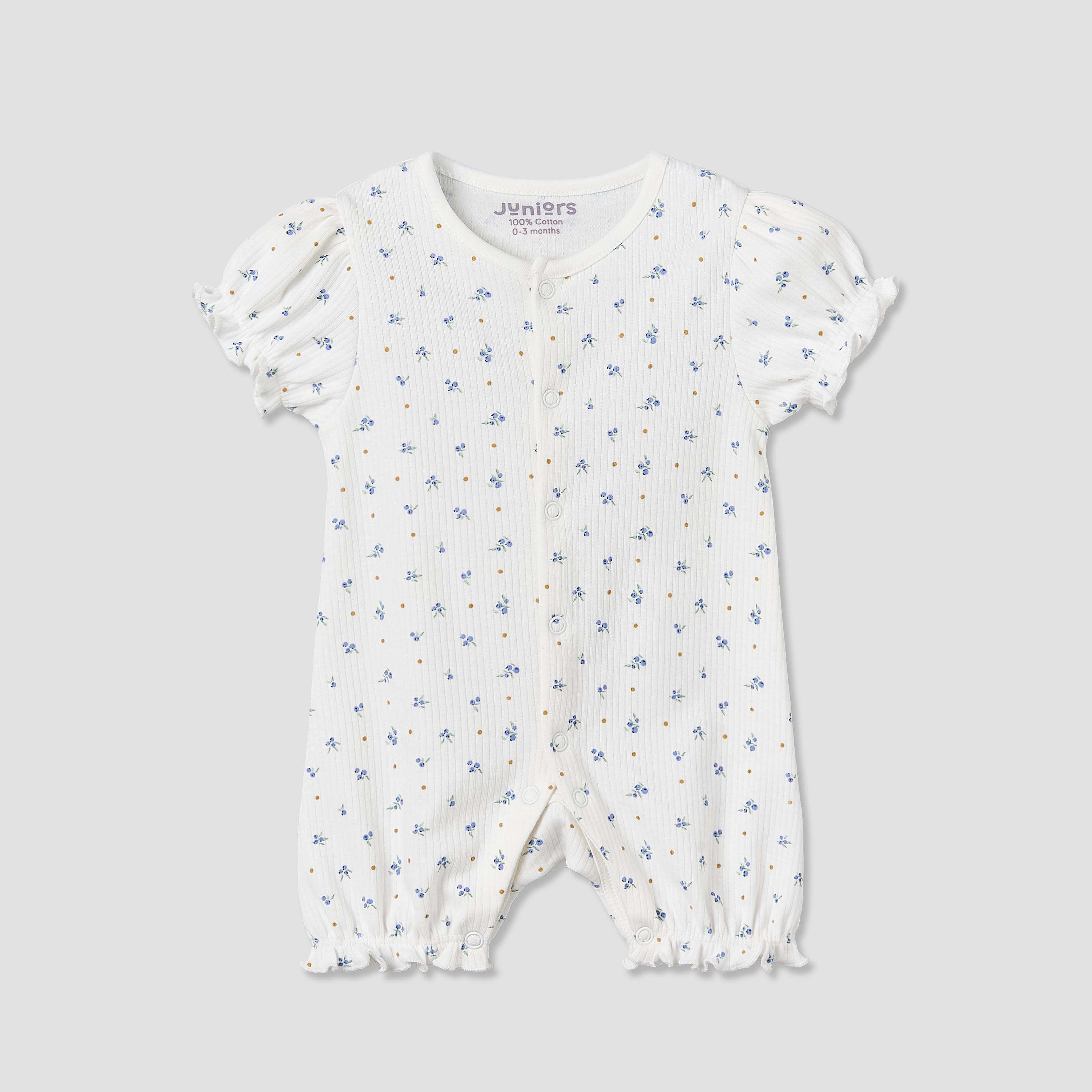 Set of 2 Juniors Round Neck Short Sleeve Romper and Sleepsuit Set with Snap Button Closure