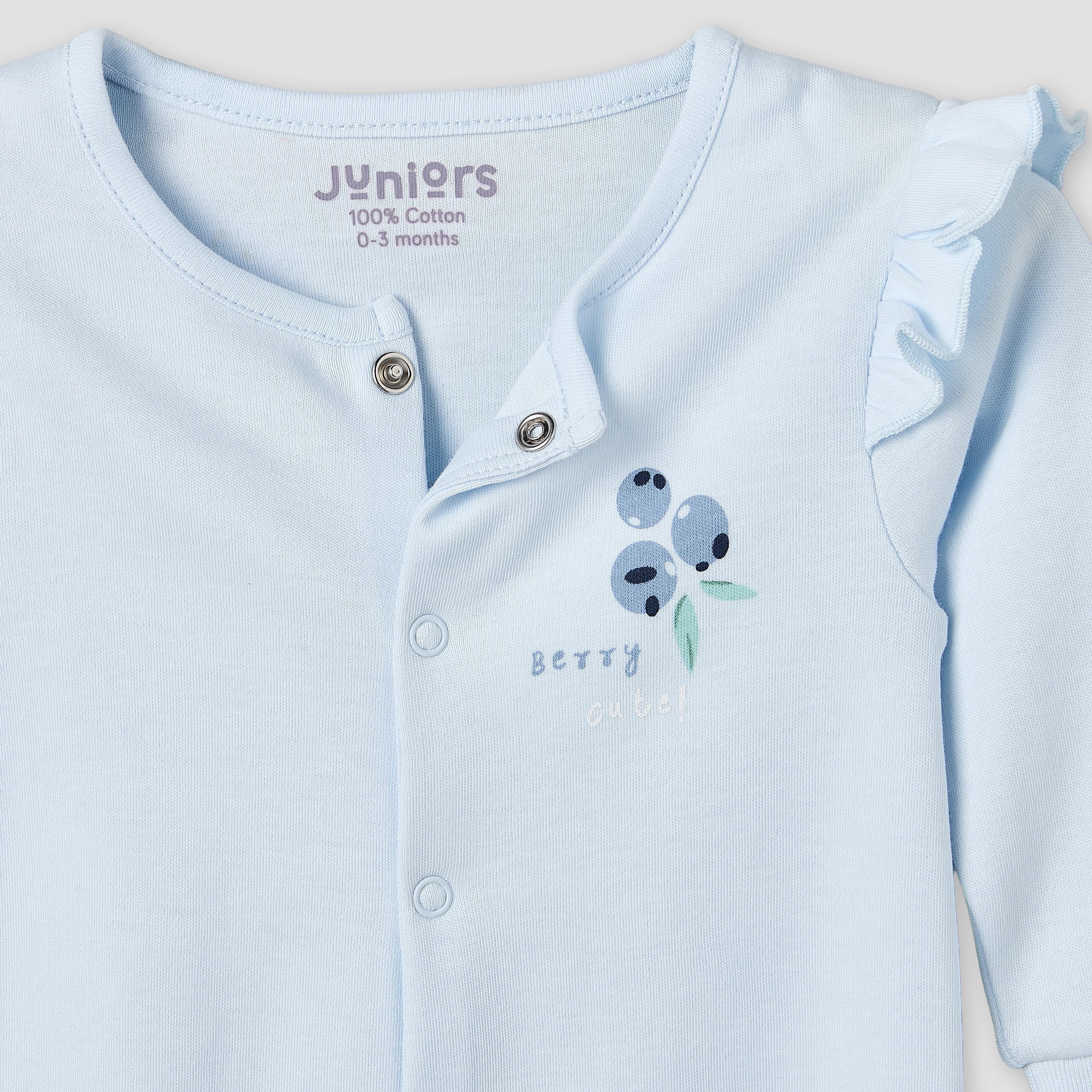 Set of 2 Juniors Round Neck Short Sleeve Romper and Sleepsuit Set with Snap Button Closure
