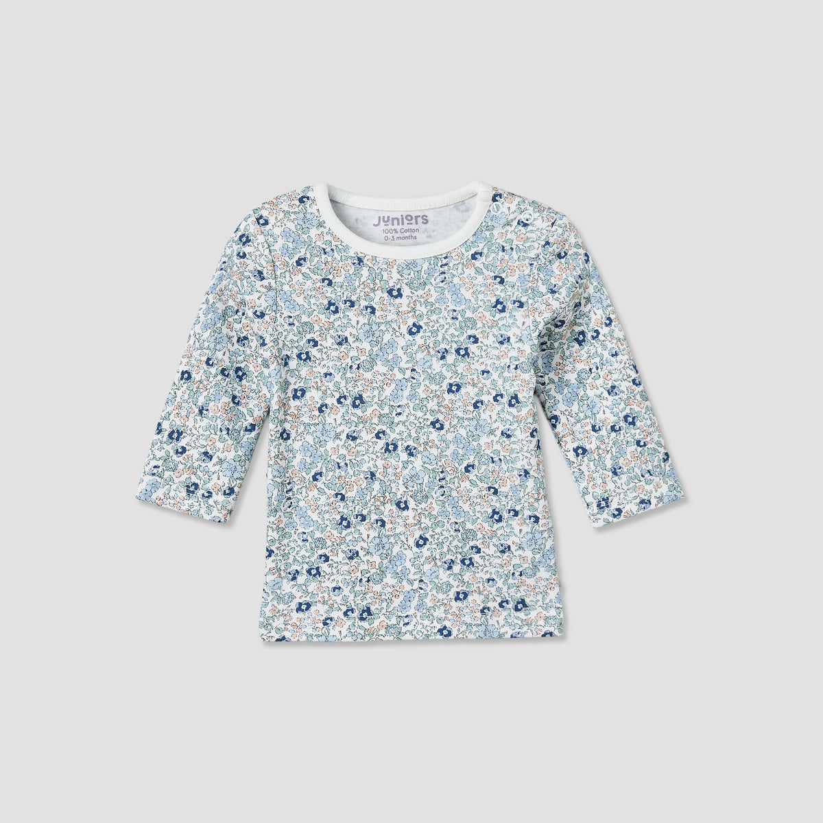 Set of 2 Juniors Cotton Round Neck Long Sleeves Pyjama Set with Floral Print