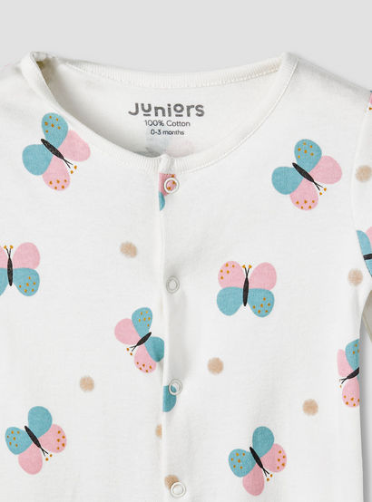 Pack of 2 Juniors Cotton Round Neck Long Sleeves Sleepsuit with Butterfly Print-baby-girls-clothing-nightwear-sleepsuits-image-4