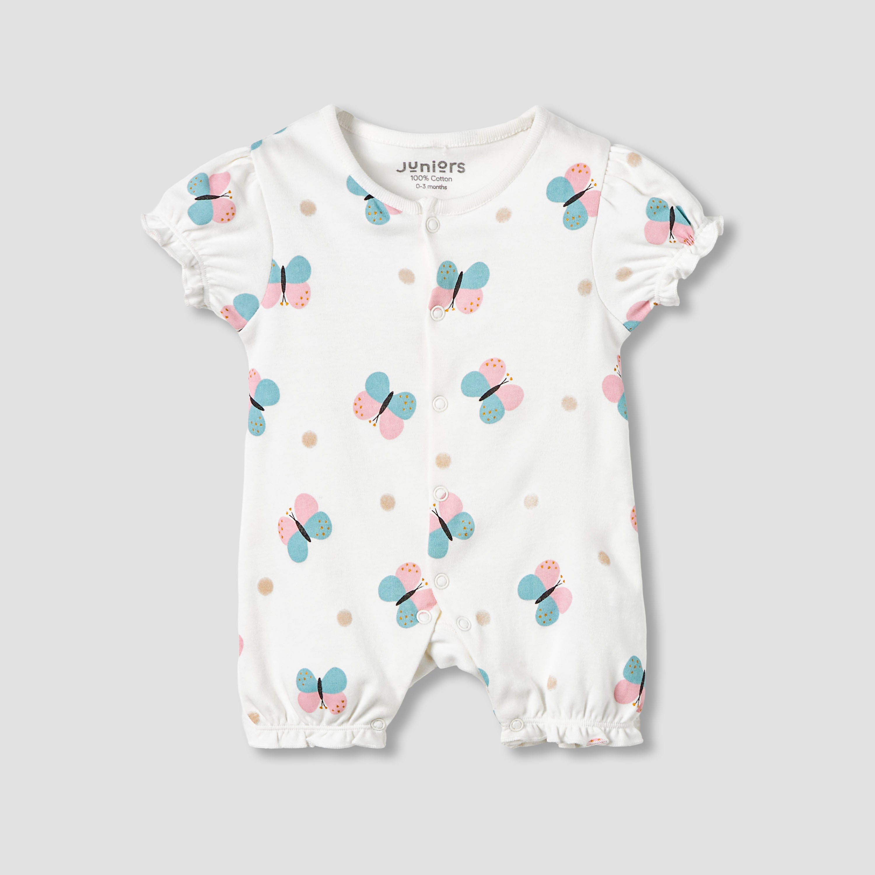Pack of 2 Cotton Round Neck Sleepsuit with Snap Button Closure
