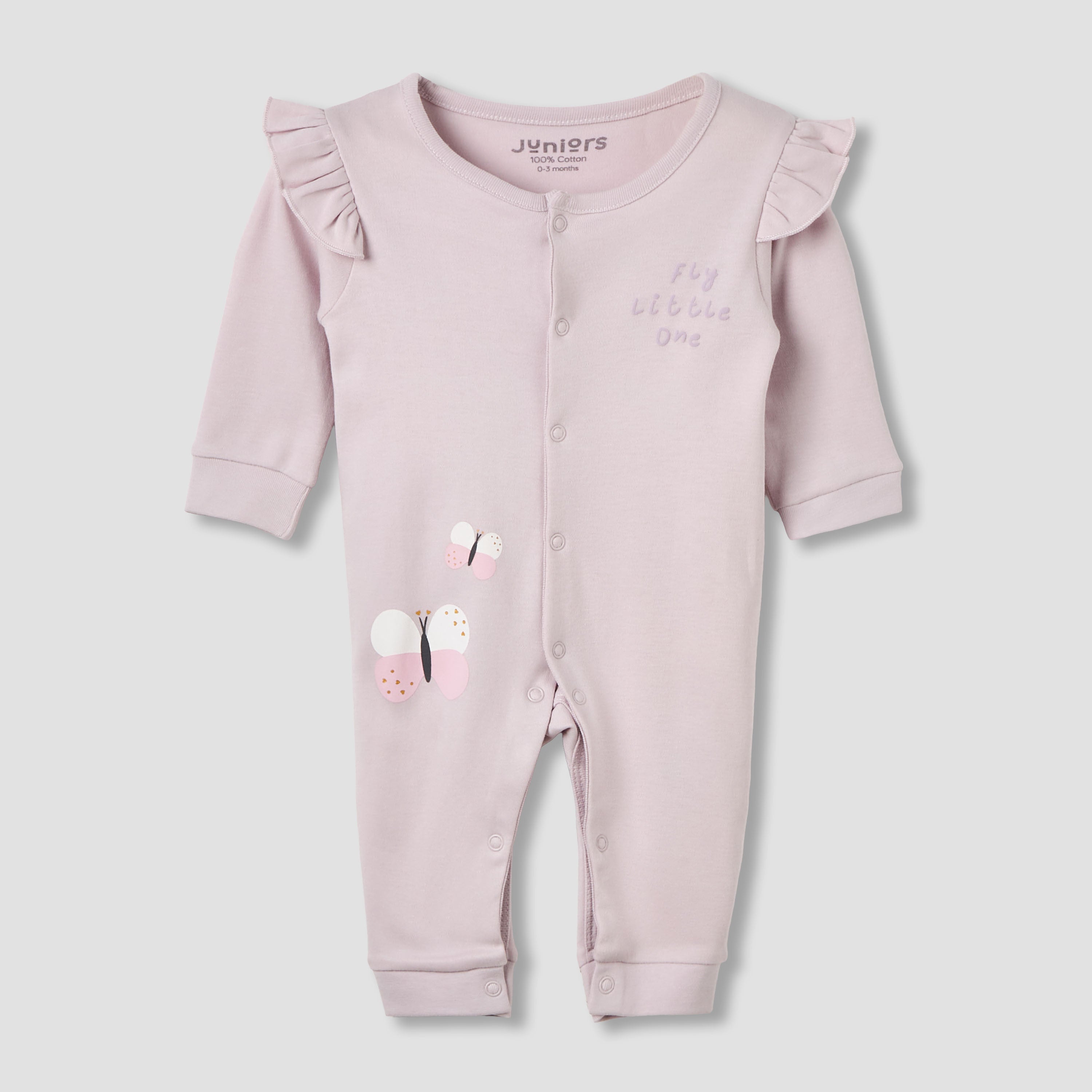 Pack of 2 Cotton Round Neck Sleepsuit with Snap Button Closure