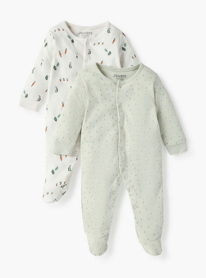 Juniors All-Over Print Closed Feet Sleepsuit with Long Sleeves - Set of 2-baby-boys-clothing-nightwear-sleepsuits-image-1
