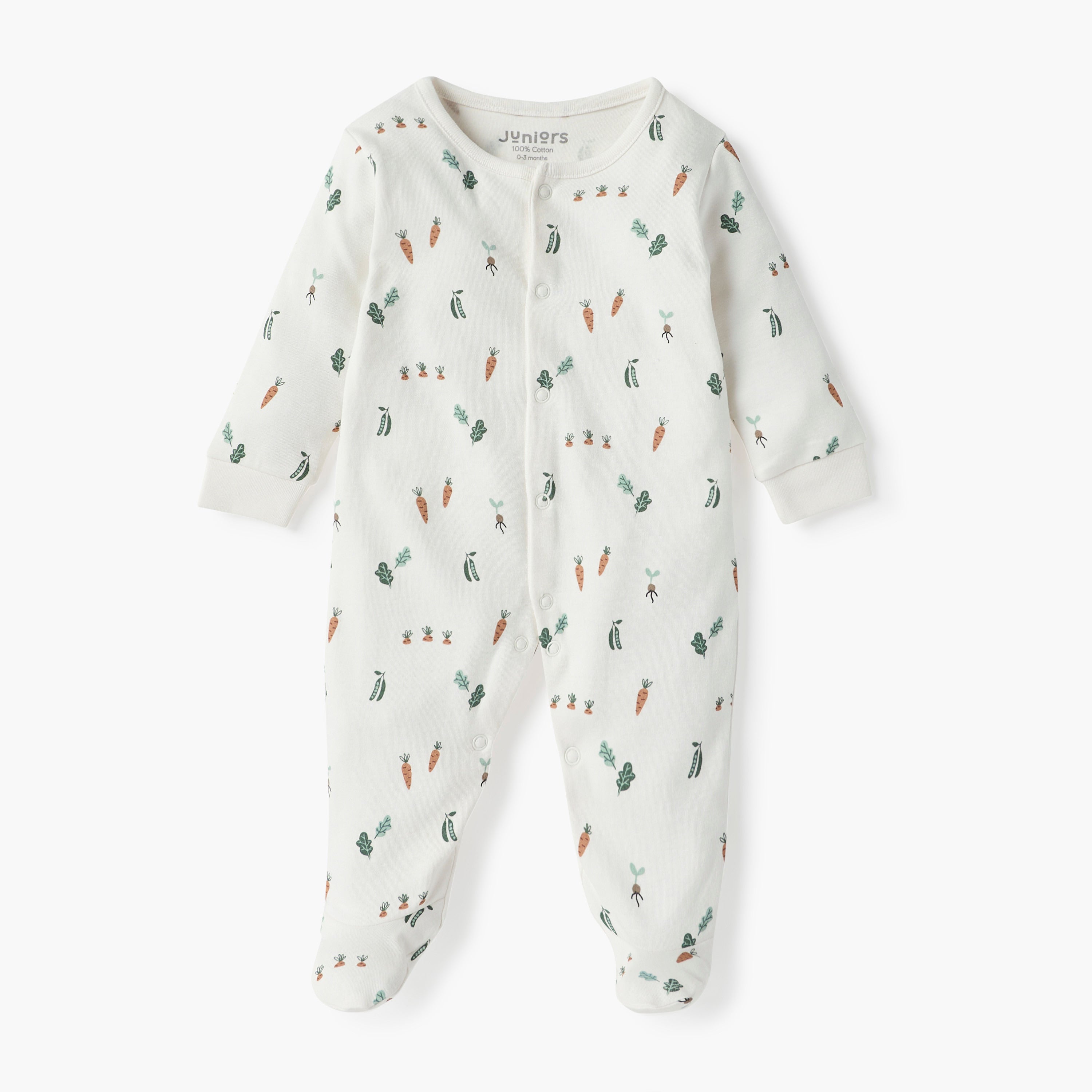 Juniors All-Over Print Closed Feet Sleepsuit with Long Sleeves - Set of 2