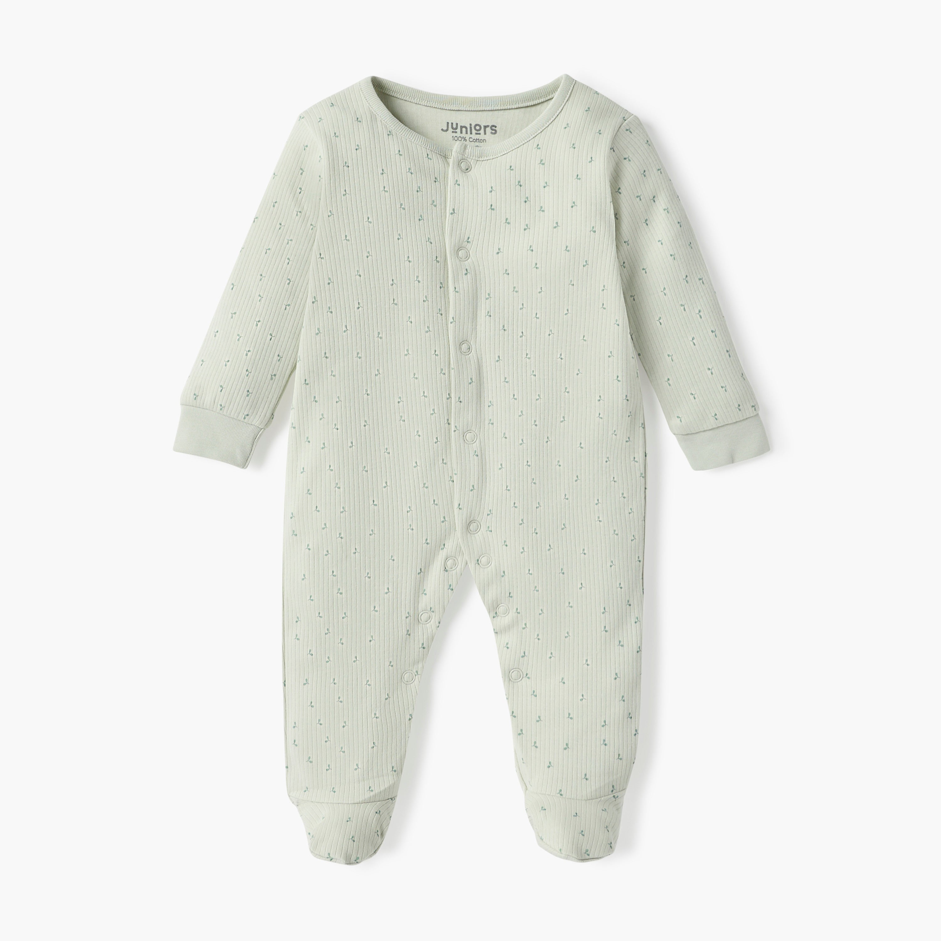 Juniors All-Over Print Closed Feet Sleepsuit with Long Sleeves - Set of 2
