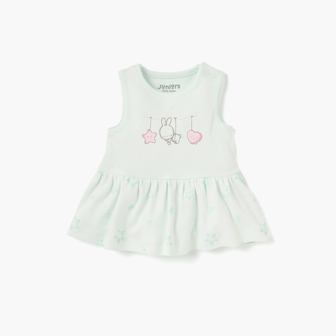 Juniors Printed Dress with Round Neck - Set of 2
