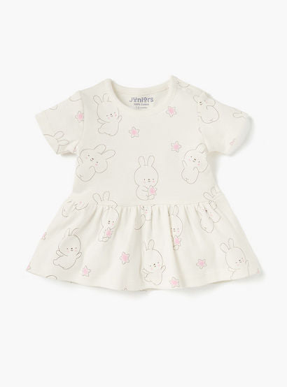Juniors Printed Dress with Round Neck - Set of 2-baby-girls-clothing-dressesandjumpsuits-image-3